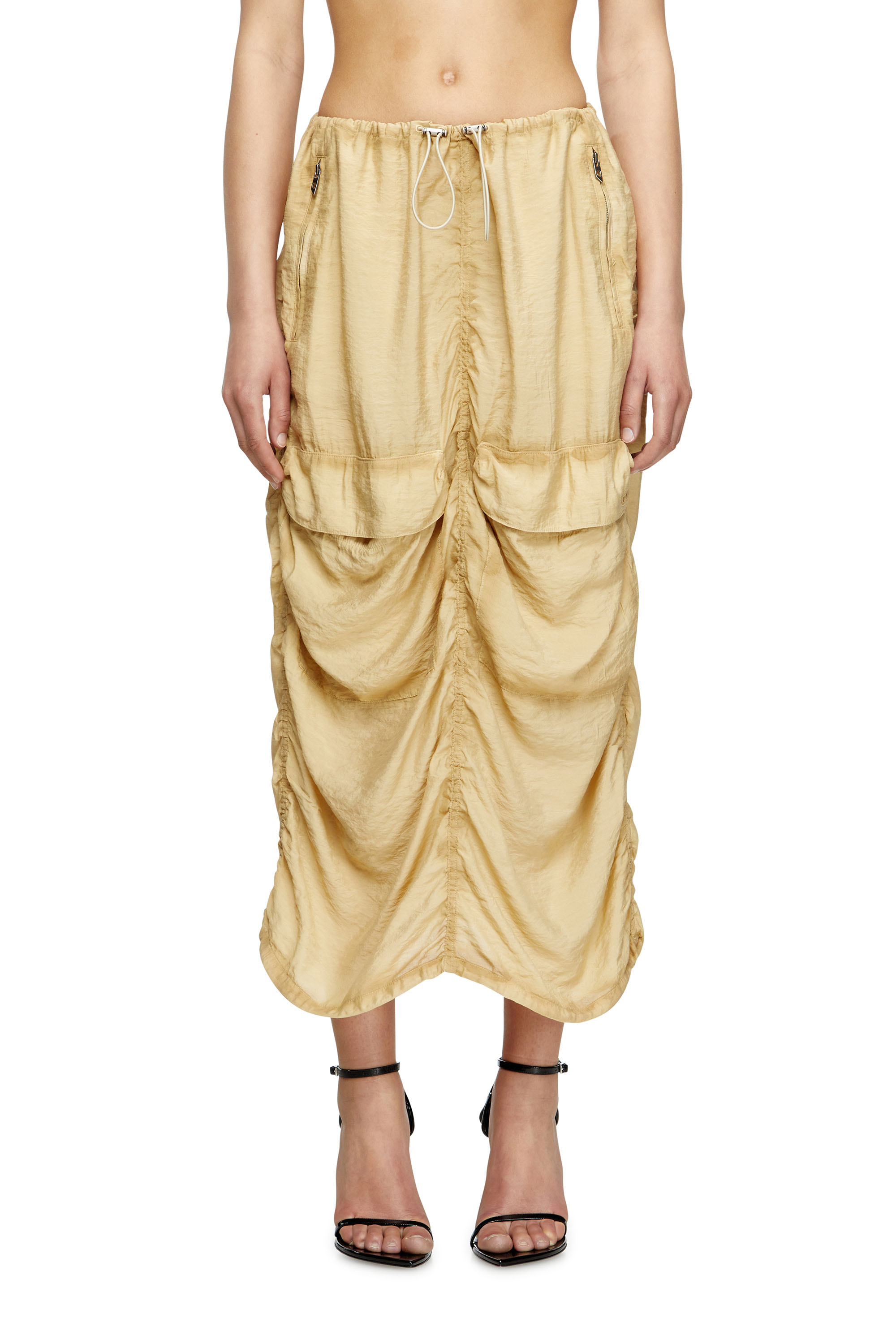 Diesel - O-RACLE, Gonna cargo in viscosa-nylon trattata Donna in Beige - 1
