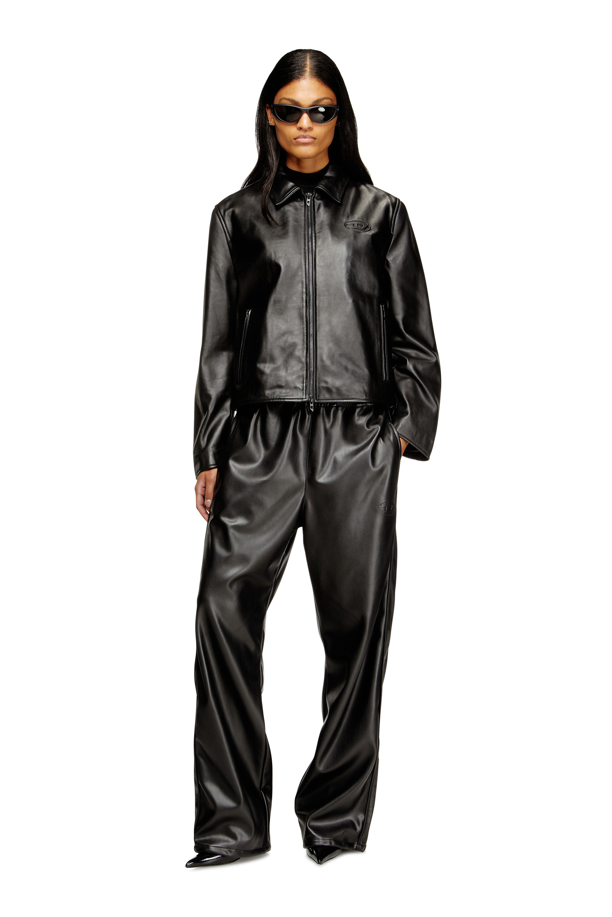 Diesel - L-AMAR-FEM-S2, Giacca coach in pelle Donna in Nero - 2