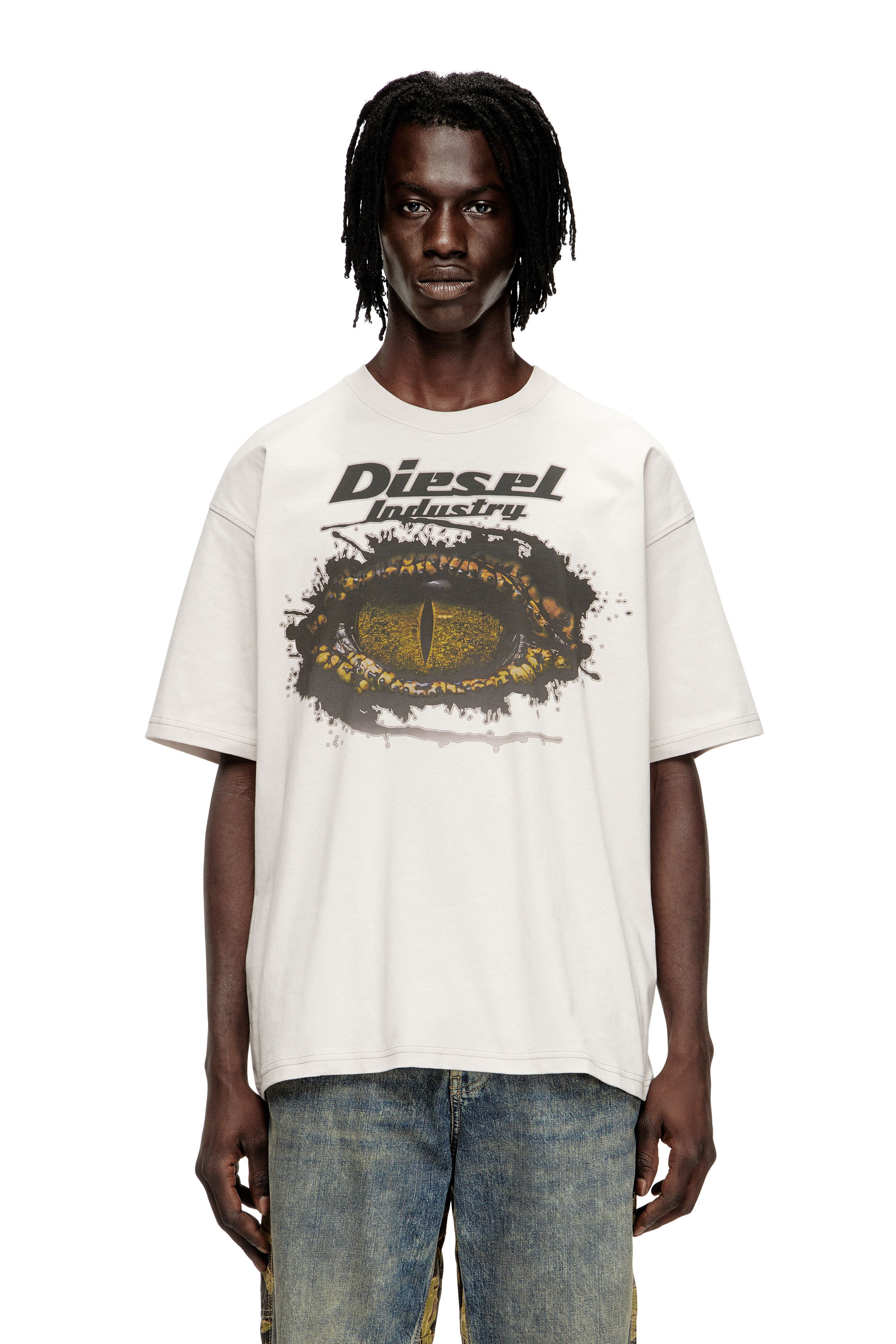 Diesel - T-BOXT-T25, T-shirt in cotone con stampa digitale Uomo in Grigio - 1