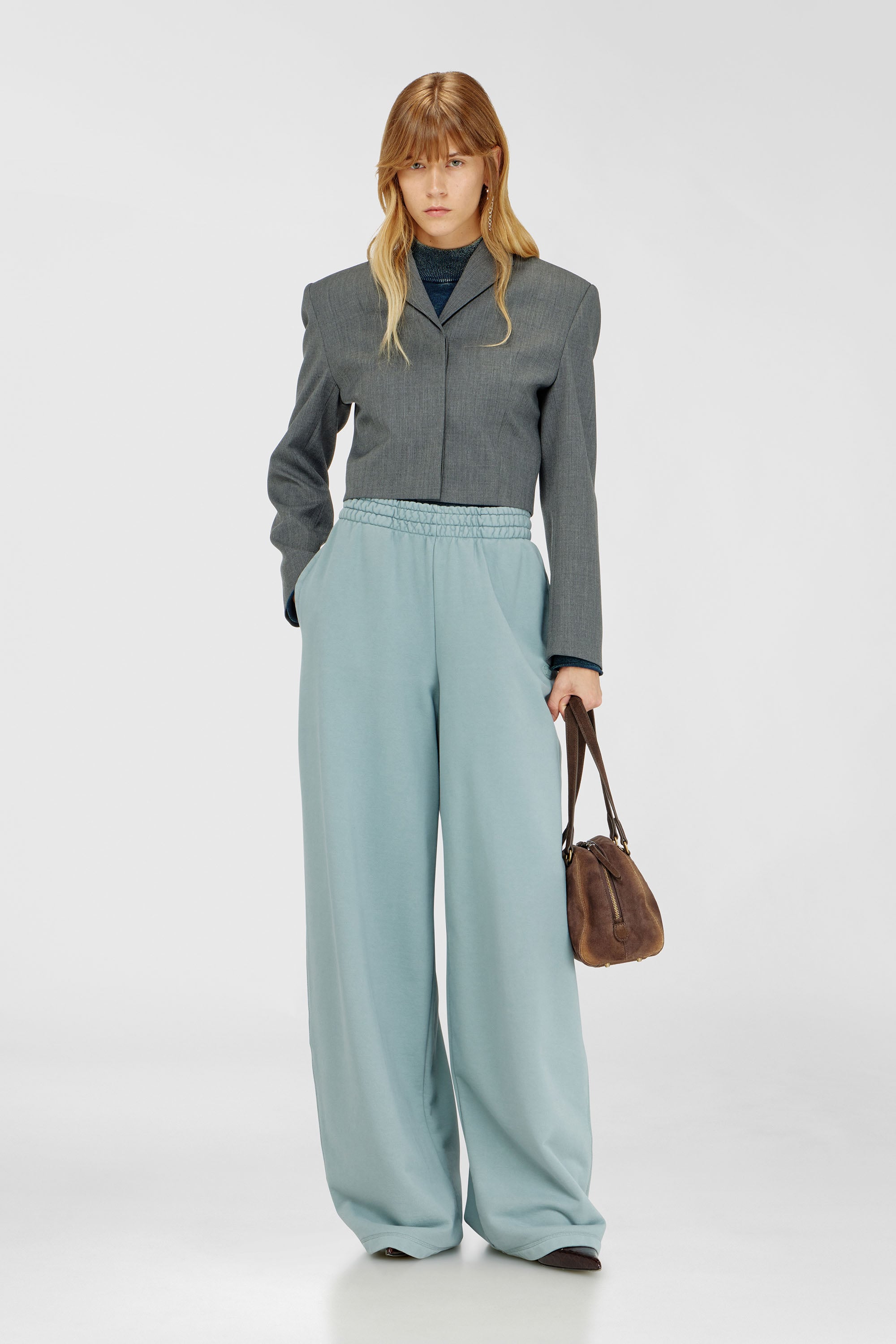 Diesel - P-ZENIA-OD, Pantaloni sportivi larghi con fascia elastica in vita Donna in Blu - 1