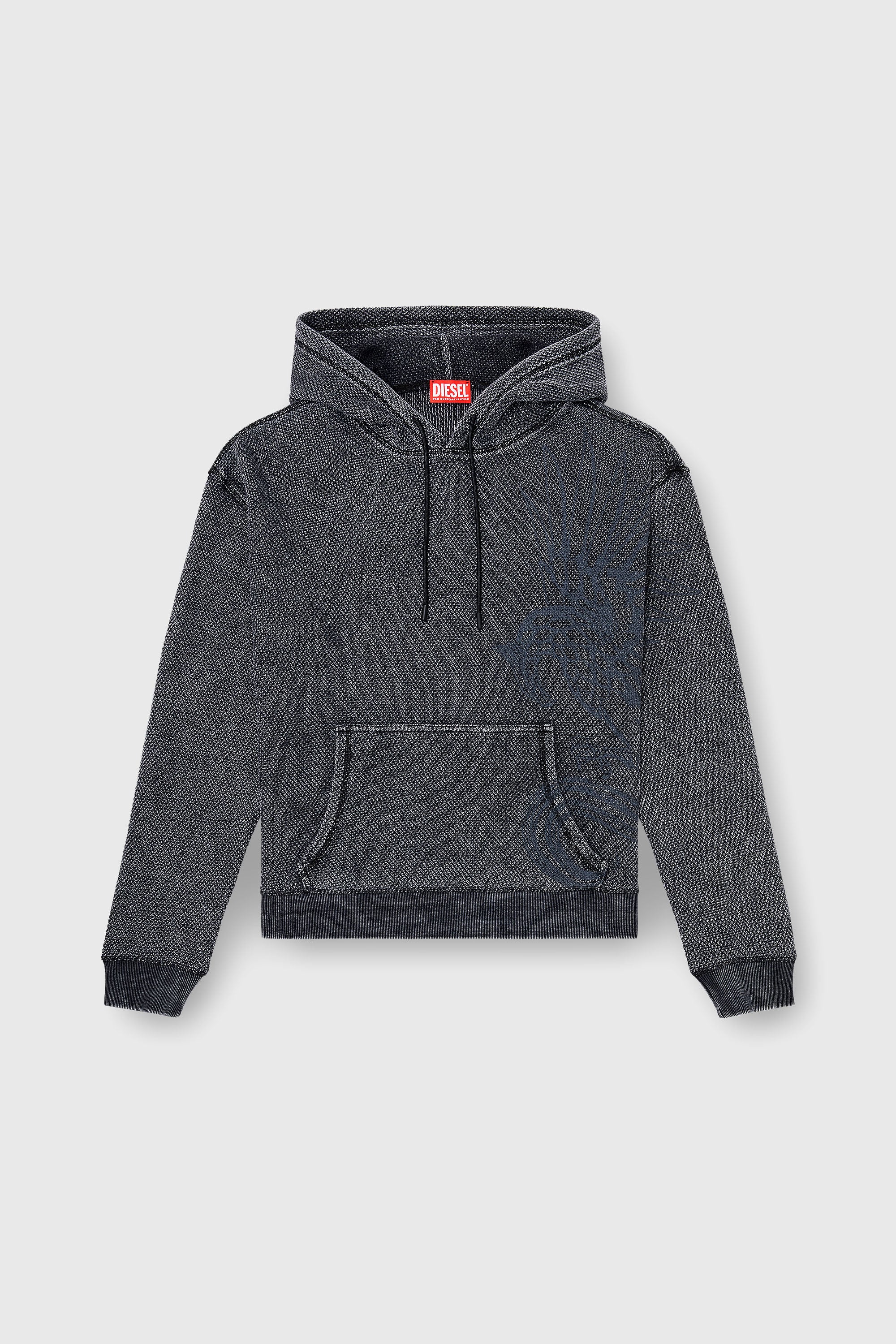 Diesel - S-NORM-HOOD-AA1, Hoodie in mesh di cotone testurizzato Uomo in Grigio - 2