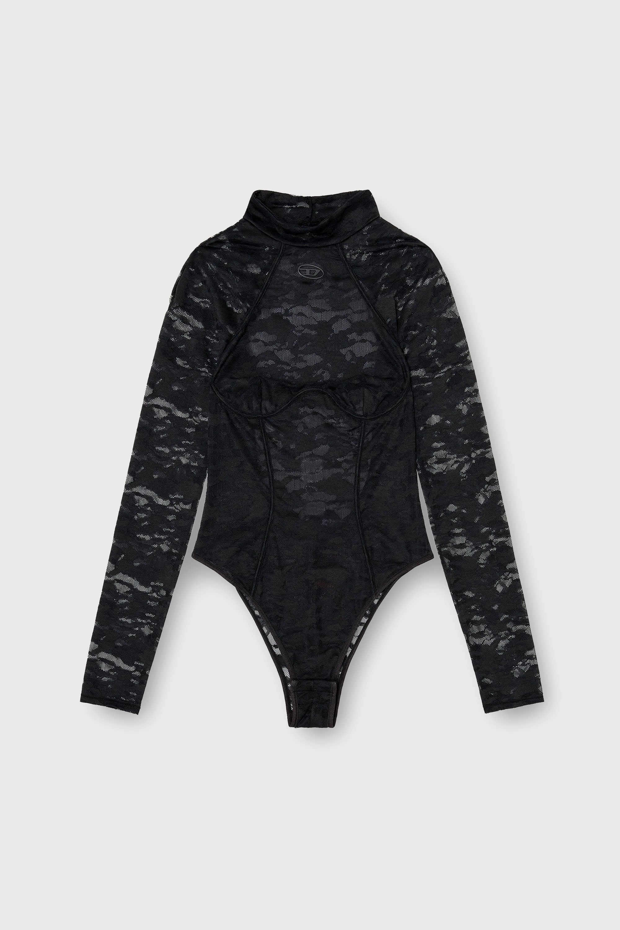 Diesel - VIVIAN-UTLT, Body in pizzo di nylon con schiena scoperta Donna in Nero - 2