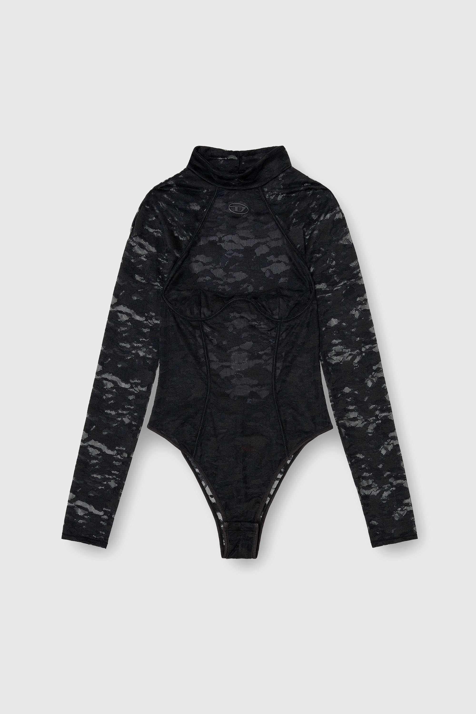 Diesel - VIVIAN-UTLT, Body in pizzo di nylon con schiena scoperta Donna in Nero - 2