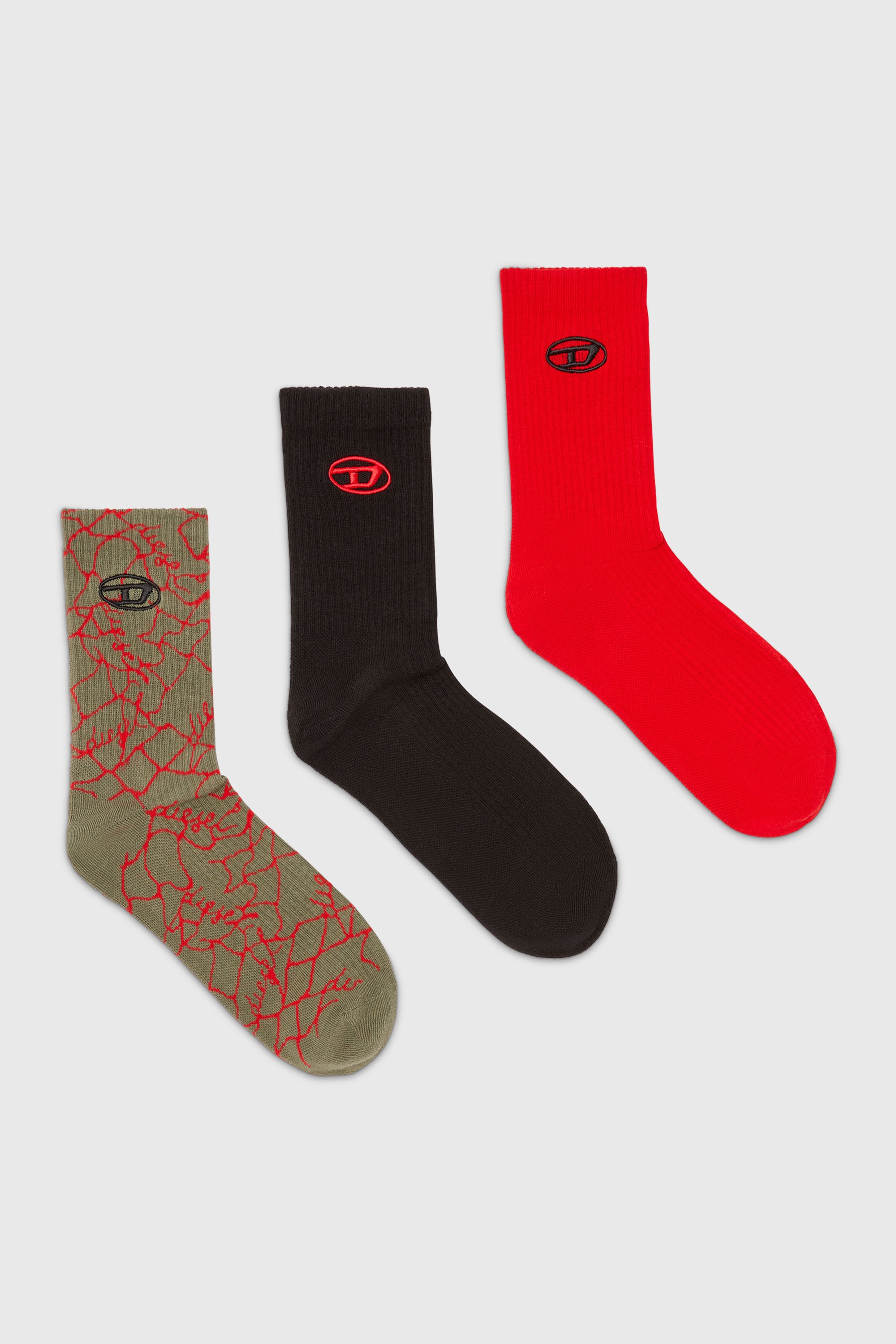 Diesel - SKM-D-TENNIS-CREW-17,5, Set da tre paia di calzini con dettaglio logo Uomo in Multicolor - 1
