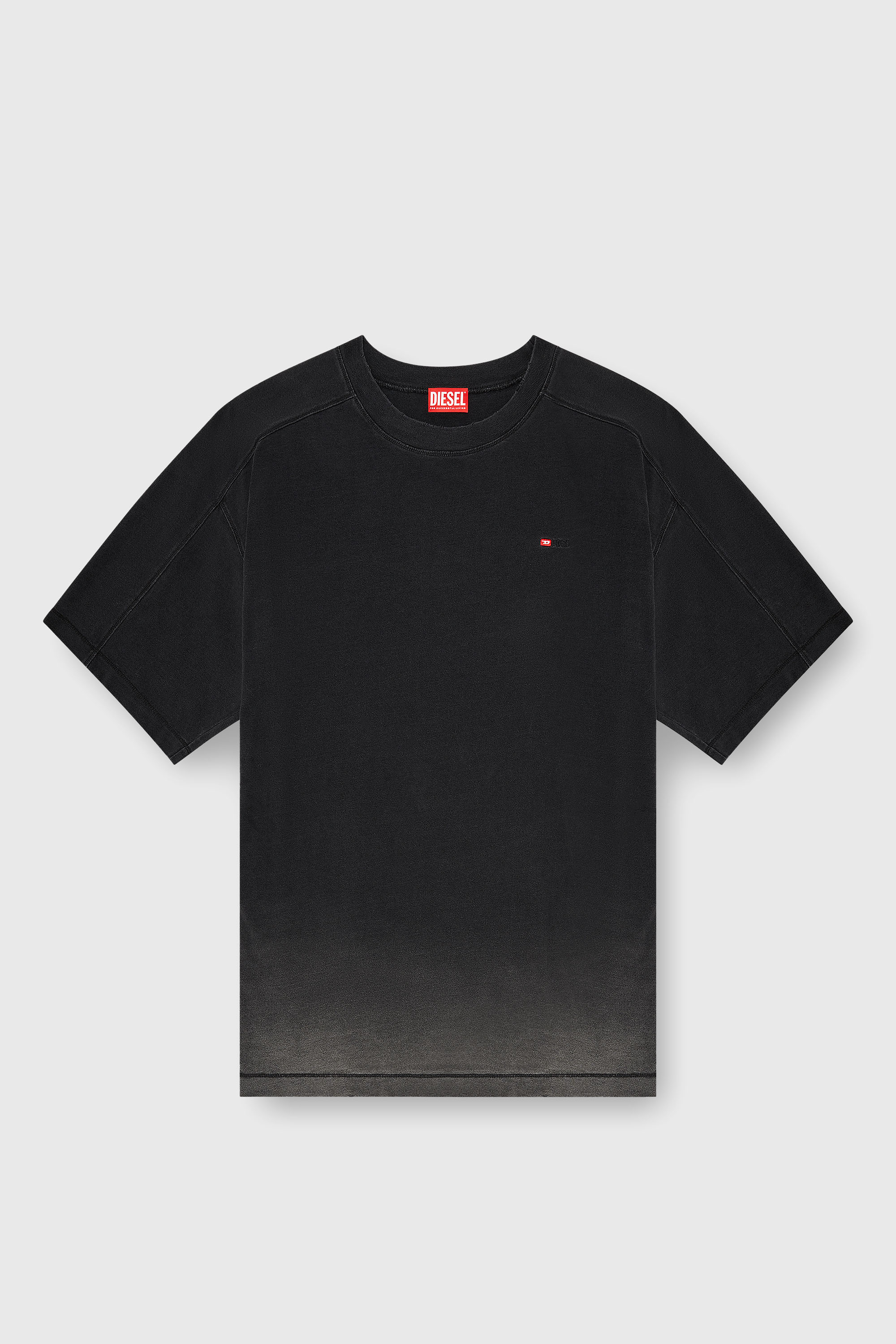 Diesel - T-CROX, T-shirt in cotone effetto sfumato Uomo in Nero - 2