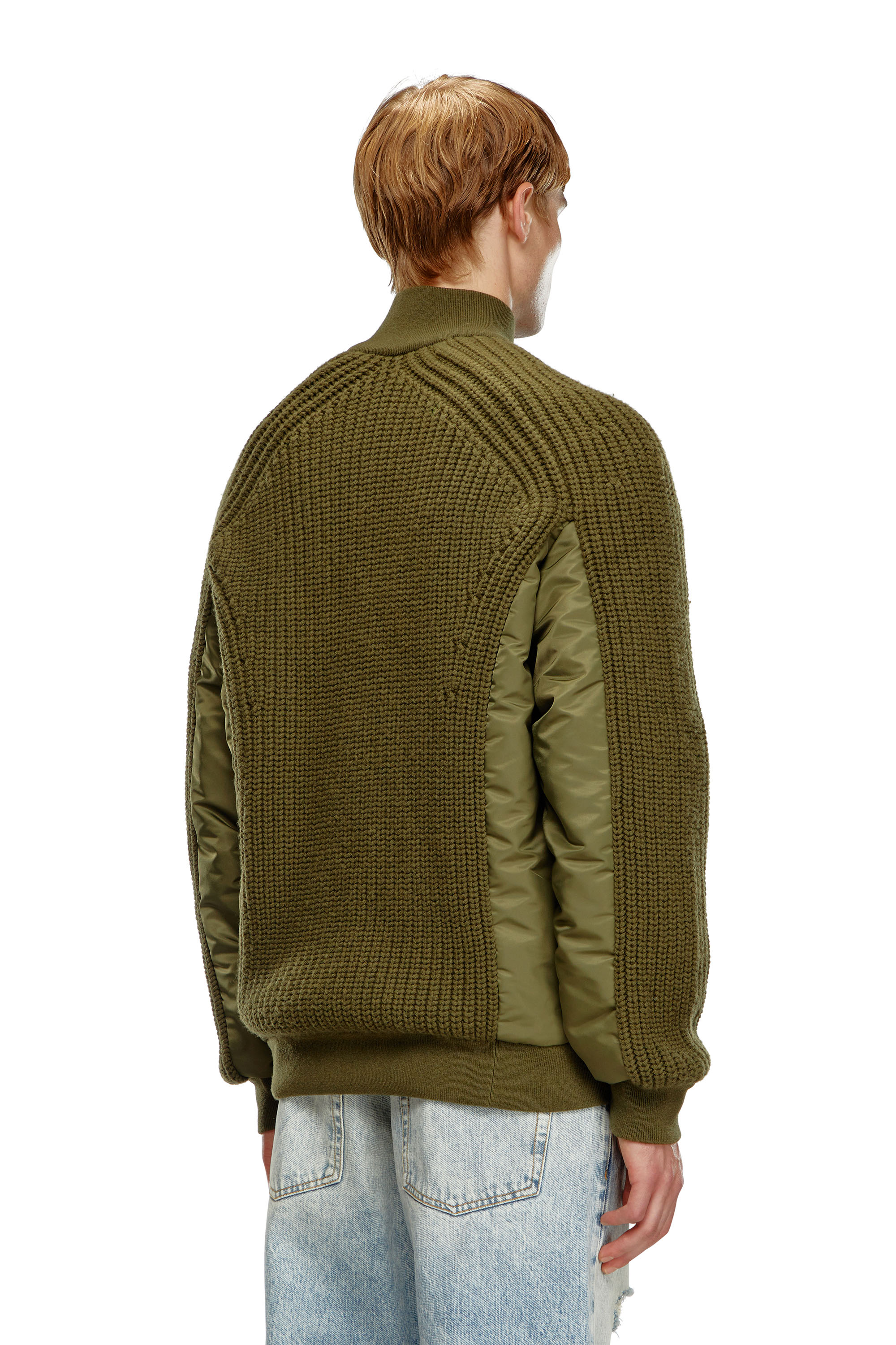 Diesel - K-ARRE, Uomo Cardigan con zip in lana e nylon in Verde - Image 4
