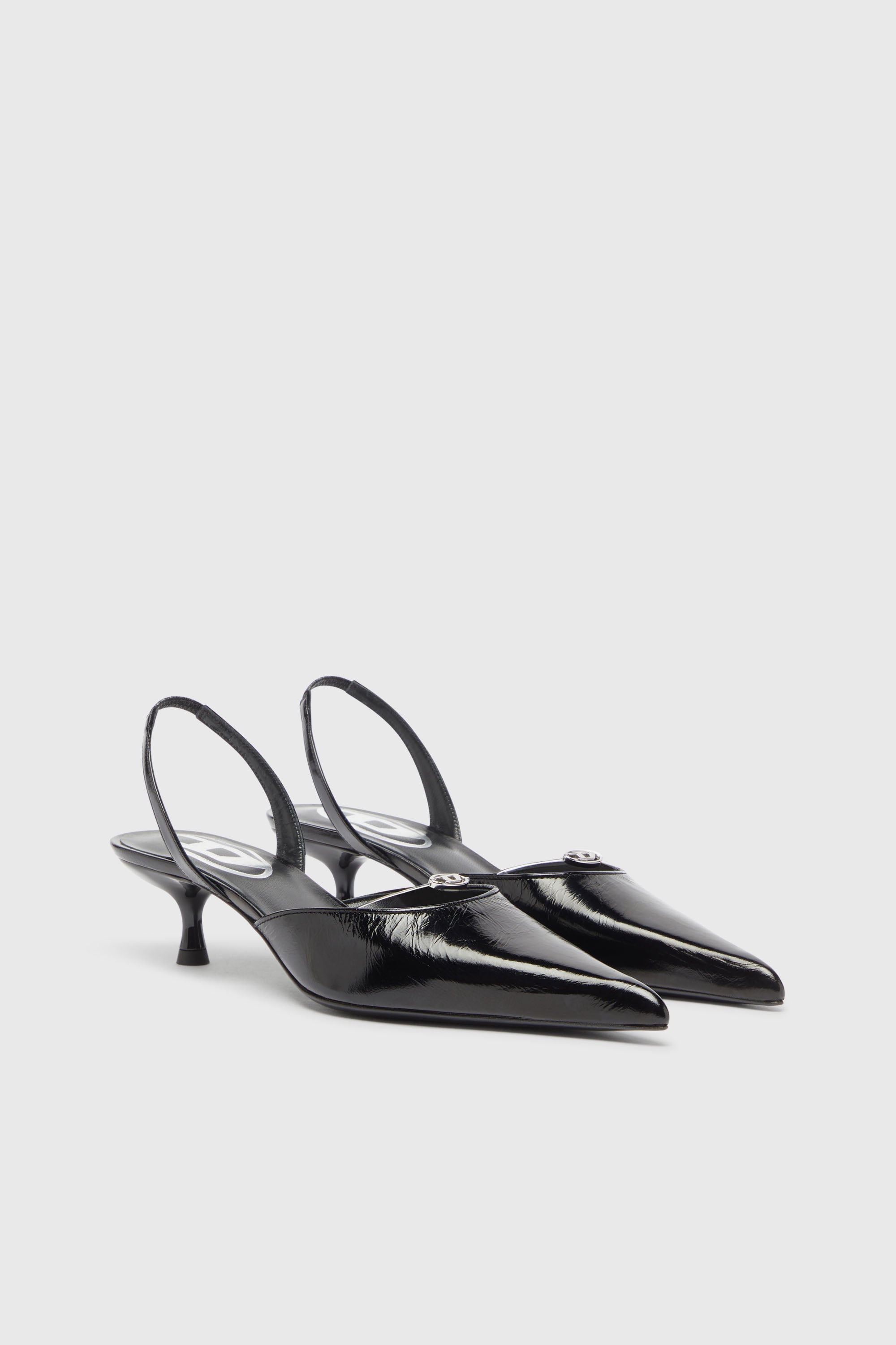 Diesel - D-JEWELS 40 D'OR, D-Jewels - Slingback in pelle con gioiello Oval D Donna in Nero - 2
