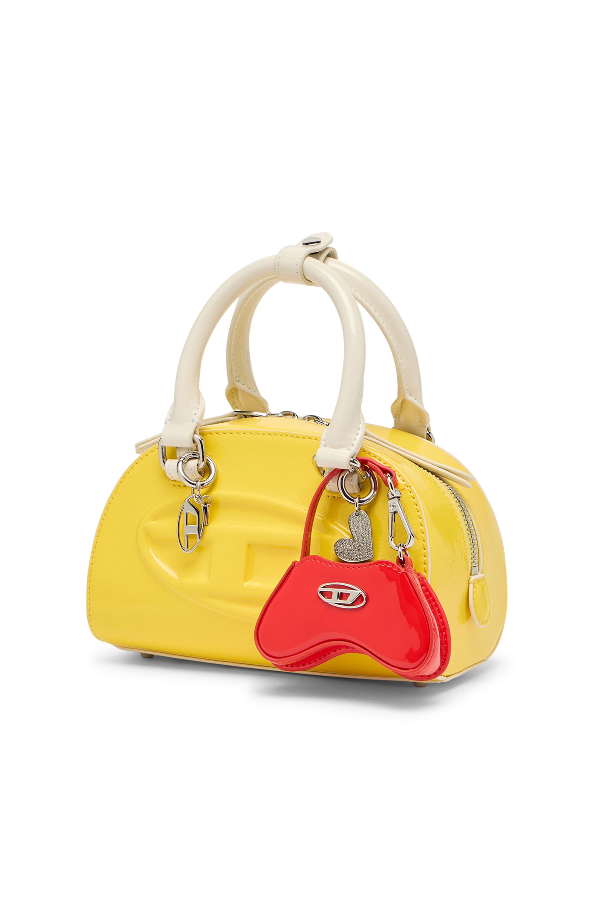 Diesel - 1DR DOME CROSSBODY, 1DR Dome-Mini borsa bowling effetto naplak Donna in Giallo - 2