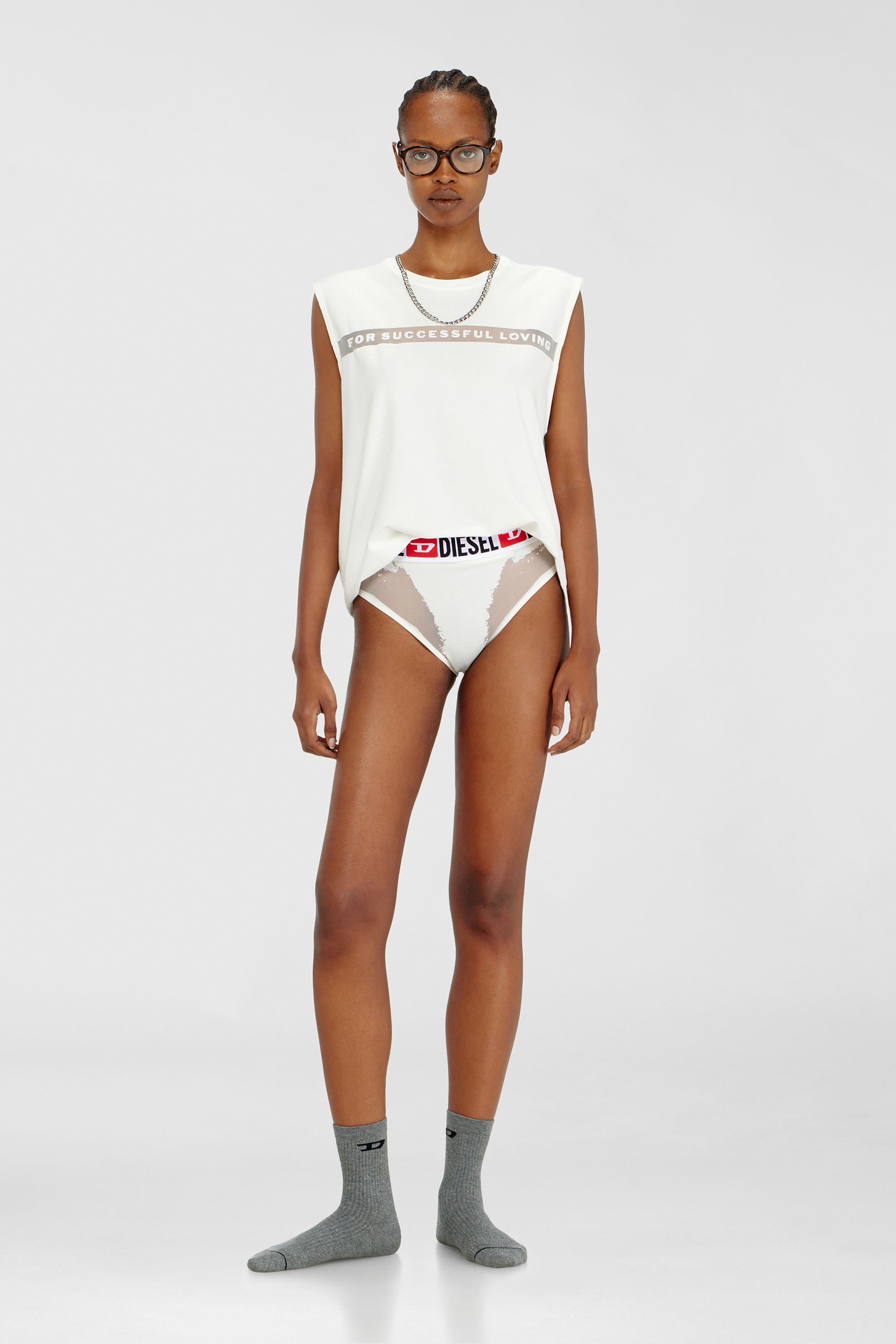 Diesel - PR-SAM-D-CORE, Slip con effetto devor&eacute; trasparente Donna in Bianco - 1