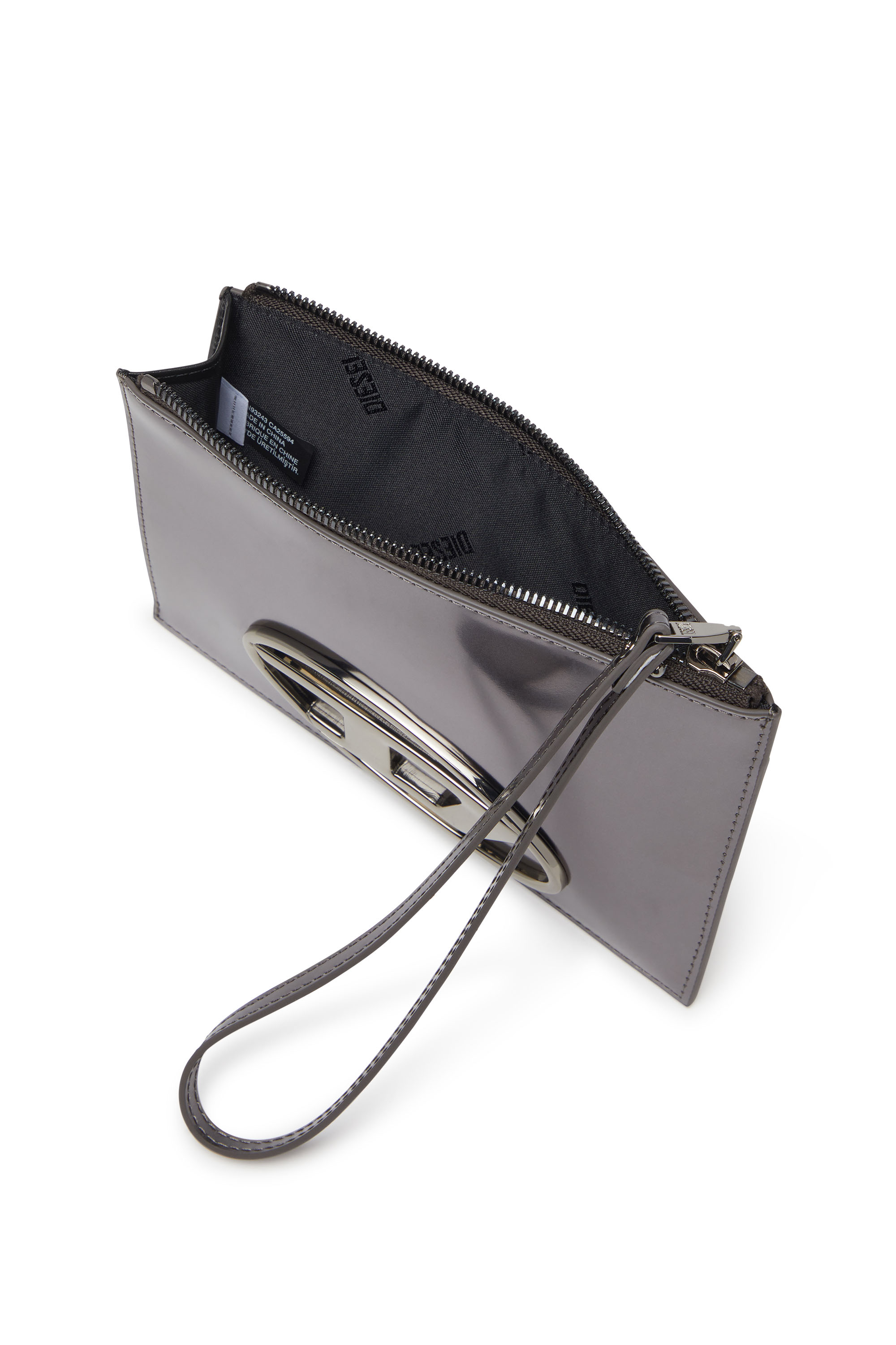 Diesel - 1DR POUCH III, Pouch con zip in pelle specchiata Unisex in Grigio - 4