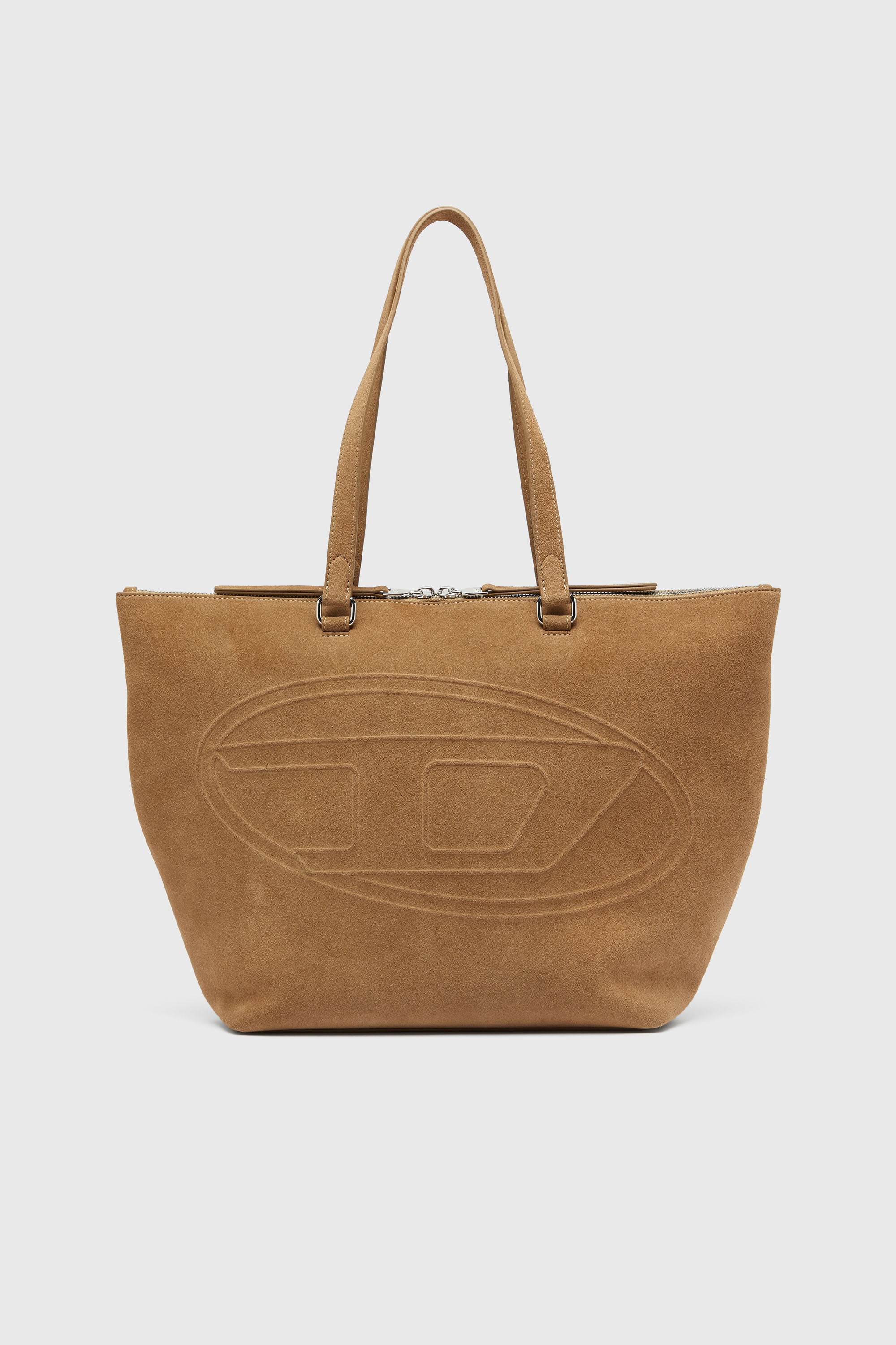 Diesel - 1DR DOME TOTE E/W, 1DR Dome - Borsa tote scamosciata con Logo Oval D Unisex in Marrone - 1