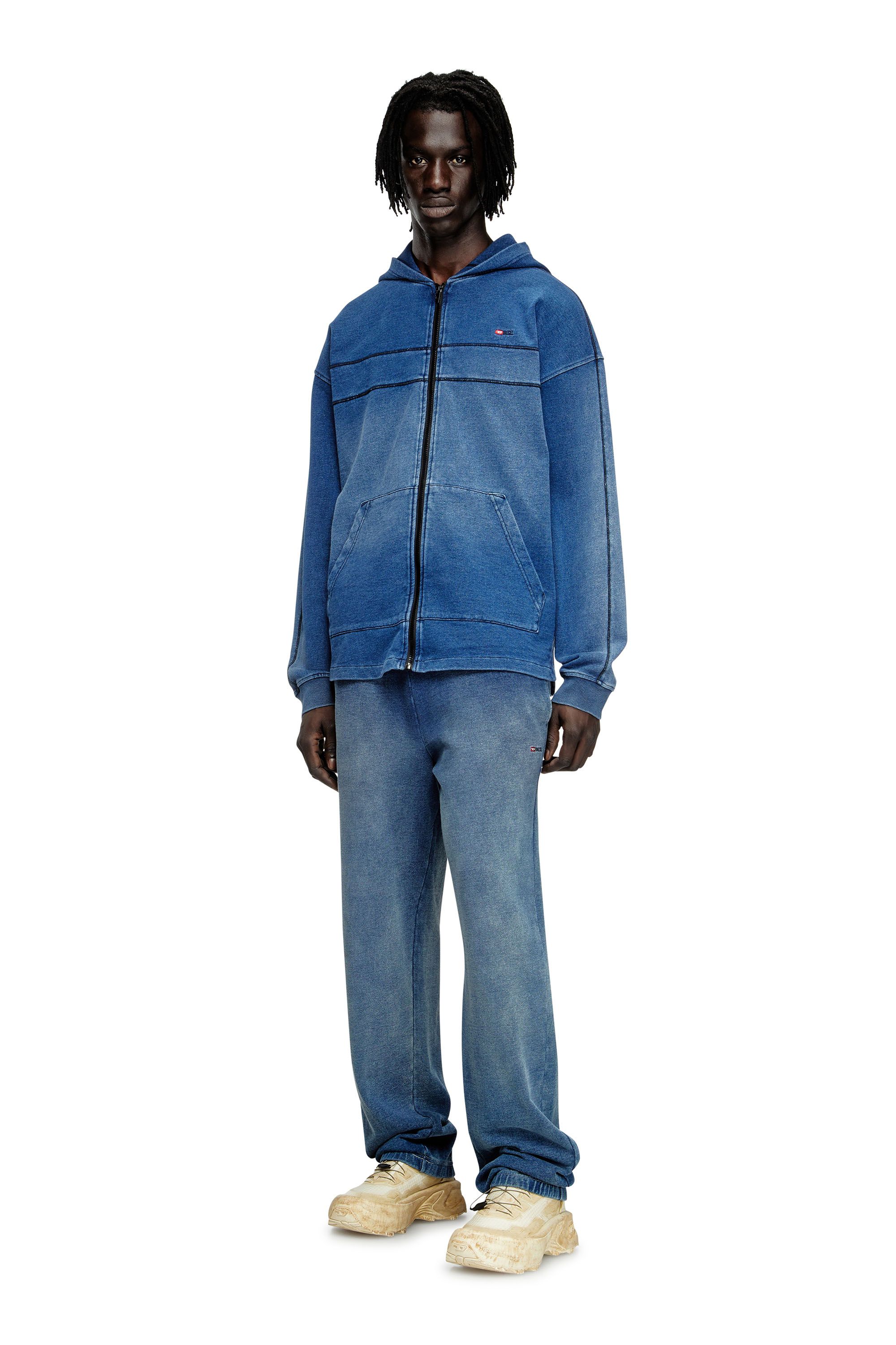 Diesel - S-BLAXT-HOOD-ZIP-NEW, Hoodie in jersey effetto denim Uomo in ToBeDefined - 2