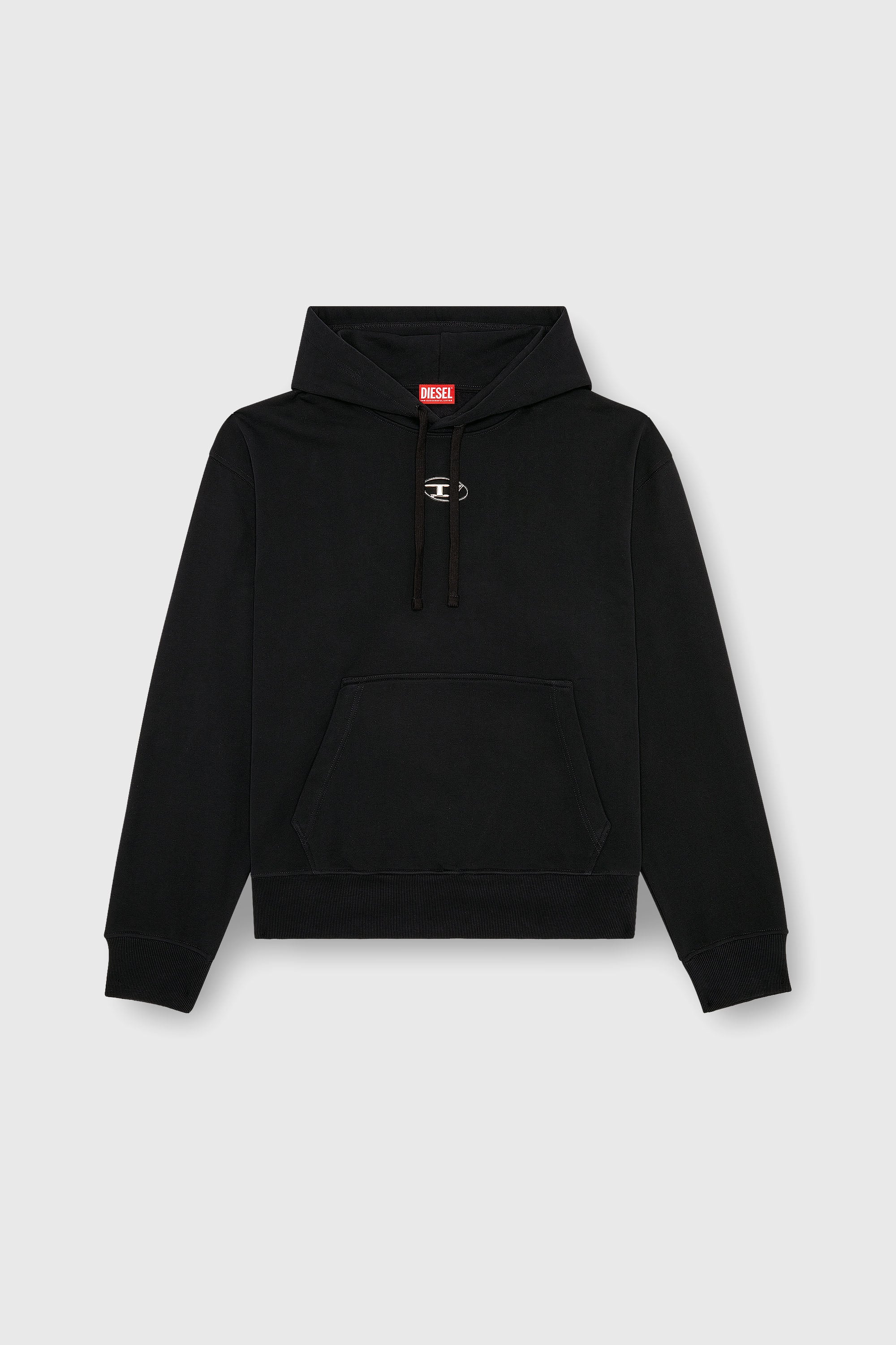 Diesel - S-MACS-HOOD-OD, Hoodie oversize con logo metallico Uomo in Nero - 2