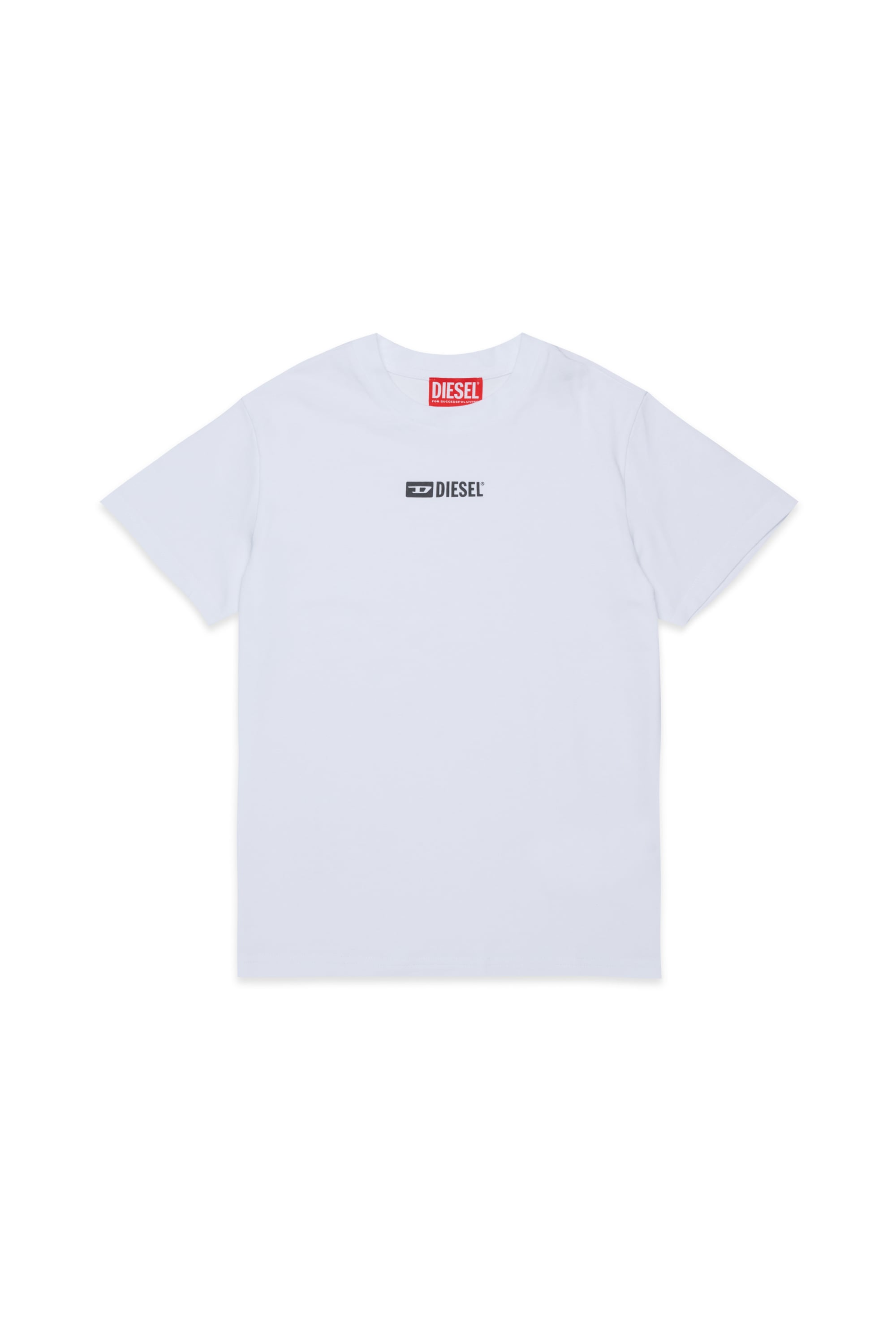 Diesel - UTTER, T-shirt in cotone stretch con stampa logo Uomo in Bianco - 1
