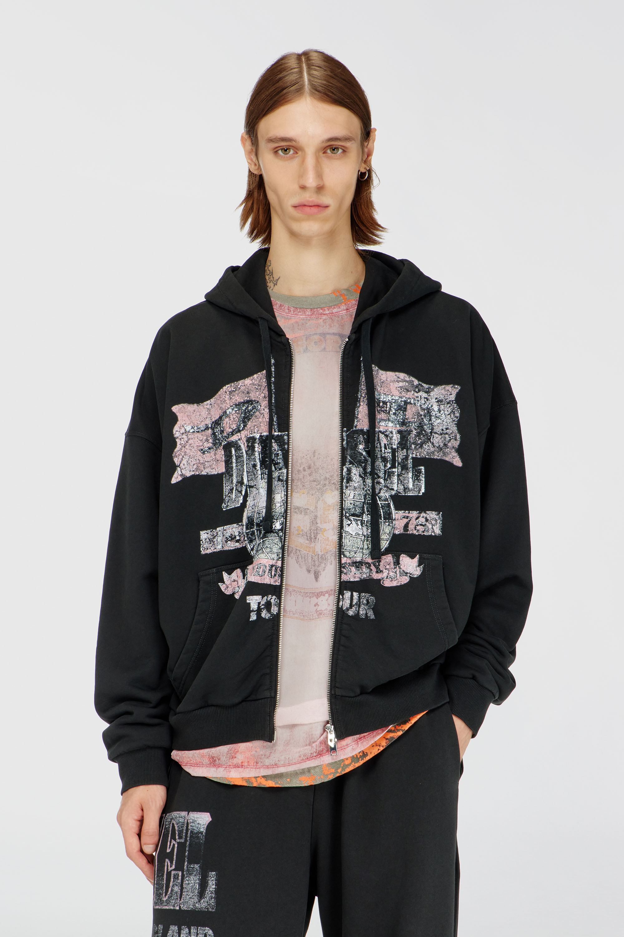 Diesel - S-WILL-ZIP, Felpa con zip e grafiche da concerto Uomo in ToBeDefined - 3