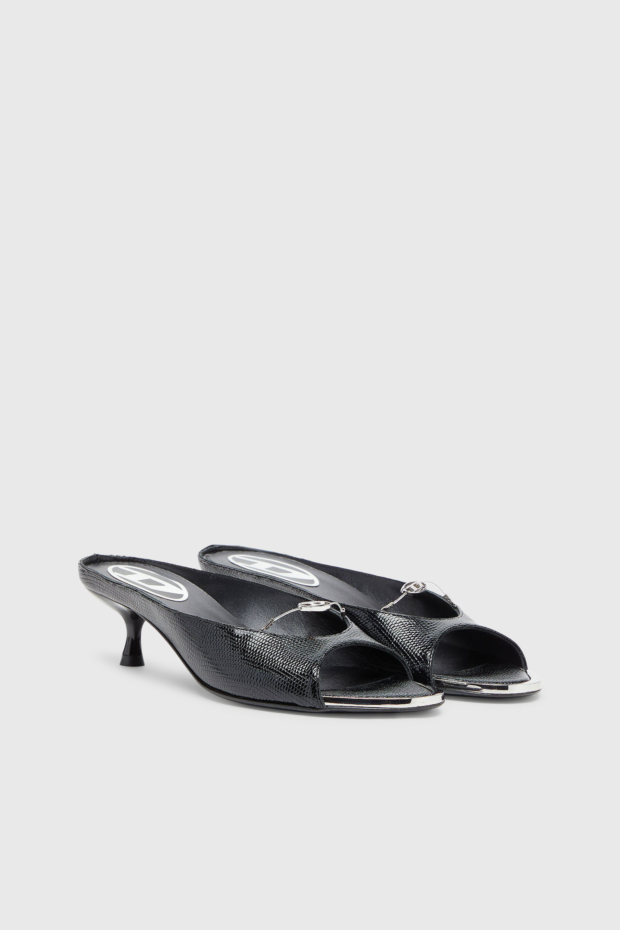 Diesel - D-DIAM'S-SA-40, D-Diam's - Mule in pelle con Oval D sospeso Donna in Nero - 2