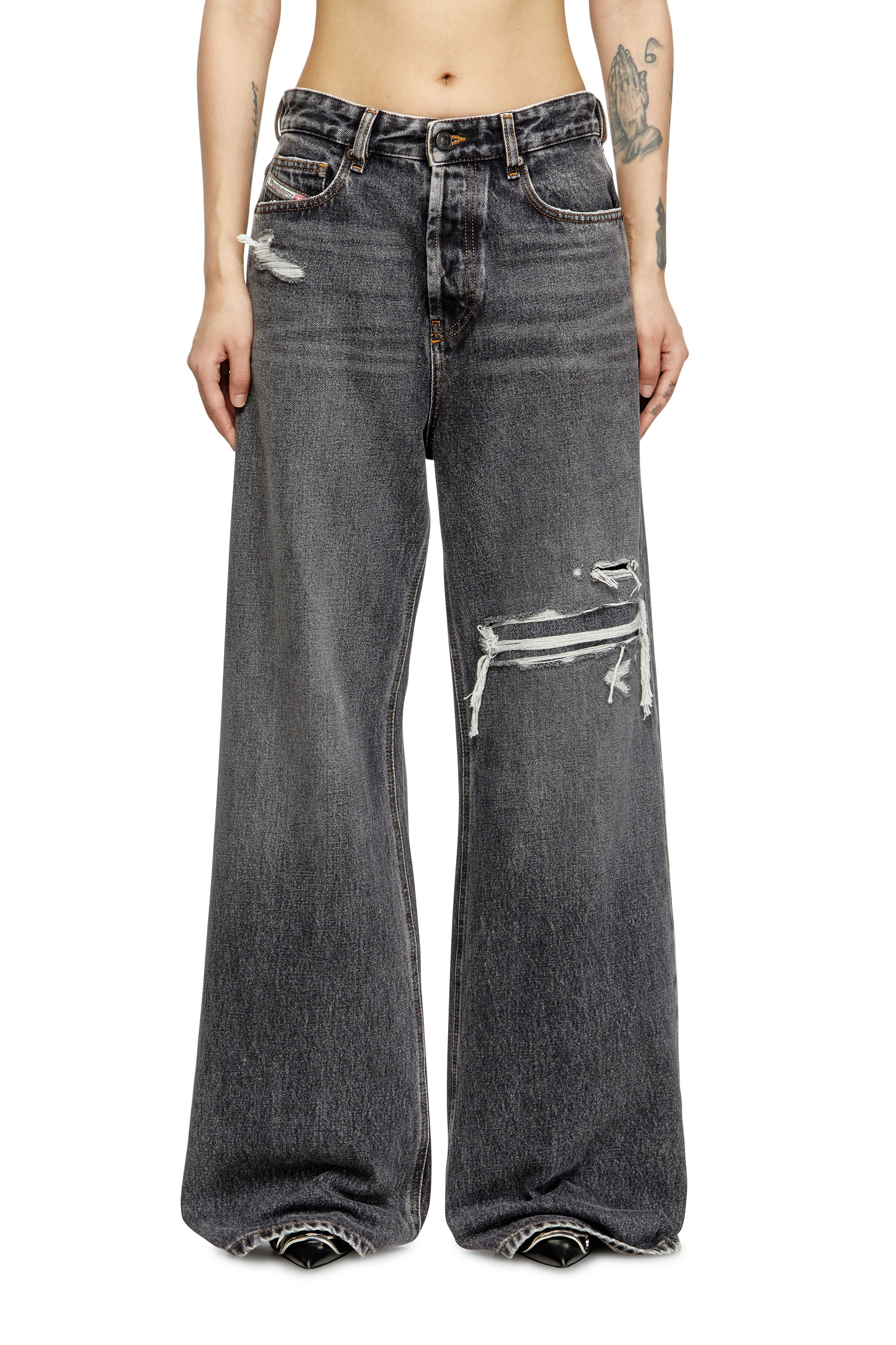 Diesel - Relaxed Jeans 1996 D-Sire 007F6 Donna, Nero/Grigio scuro - Image 1