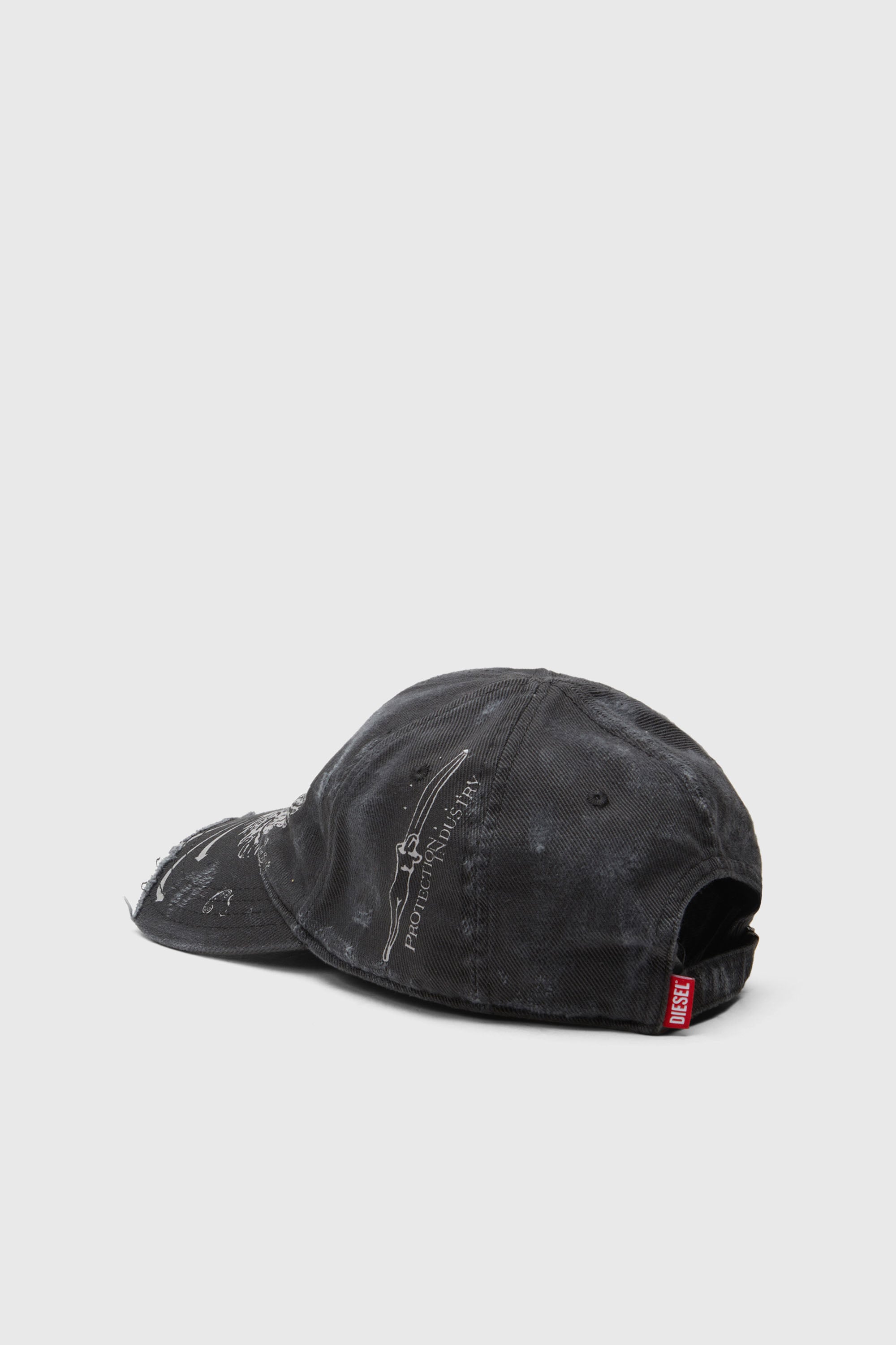 Diesel - C-FENIX, Cappello da baseball distressed e iconica stampa fenice Uomo in Nero - 2