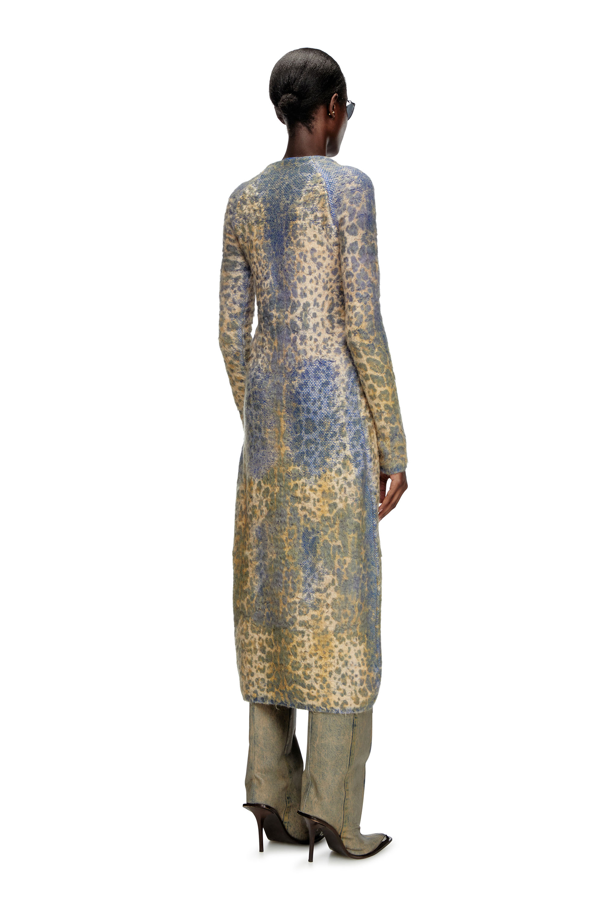 Diesel - M-SOFOCLE, Woman's Leopard print dress with devoré jacquard in Beige/Blue - 3