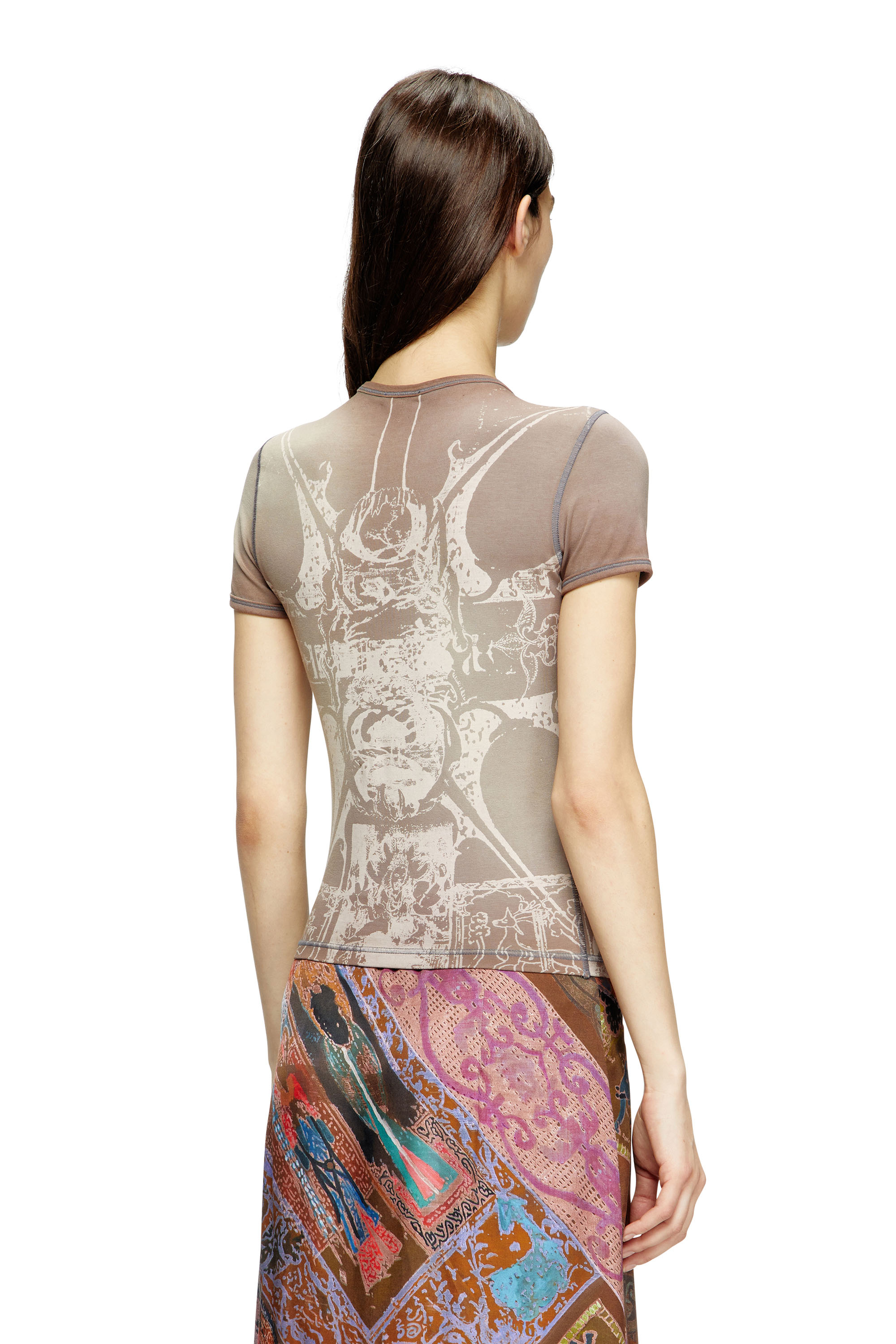 Diesel - T-UNCUTIES-LONG-R6, Woman's T-shirt with foil print in null - 4
