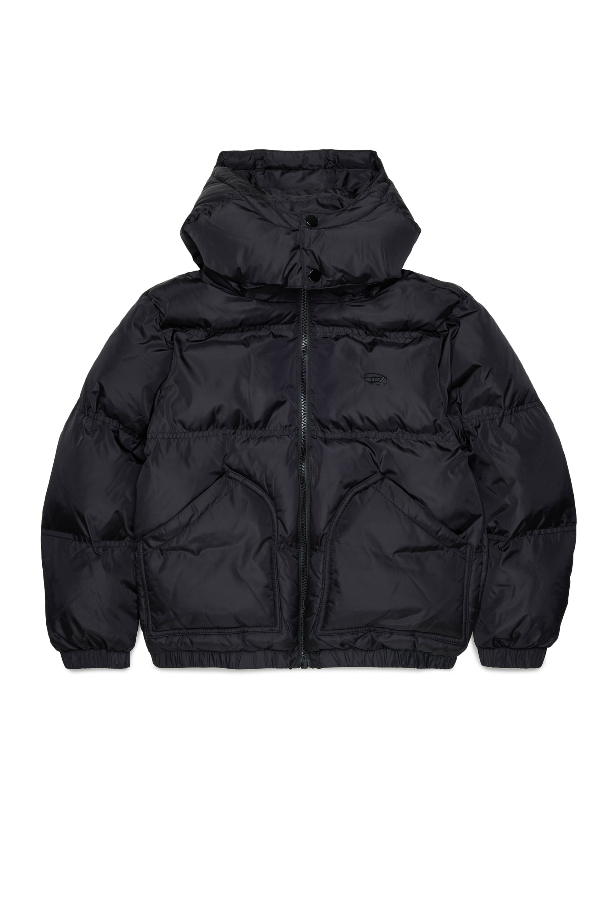 Diesel - JRIVON, Piumino con cappuccio e tasche oversize Unisex in Nero - 1