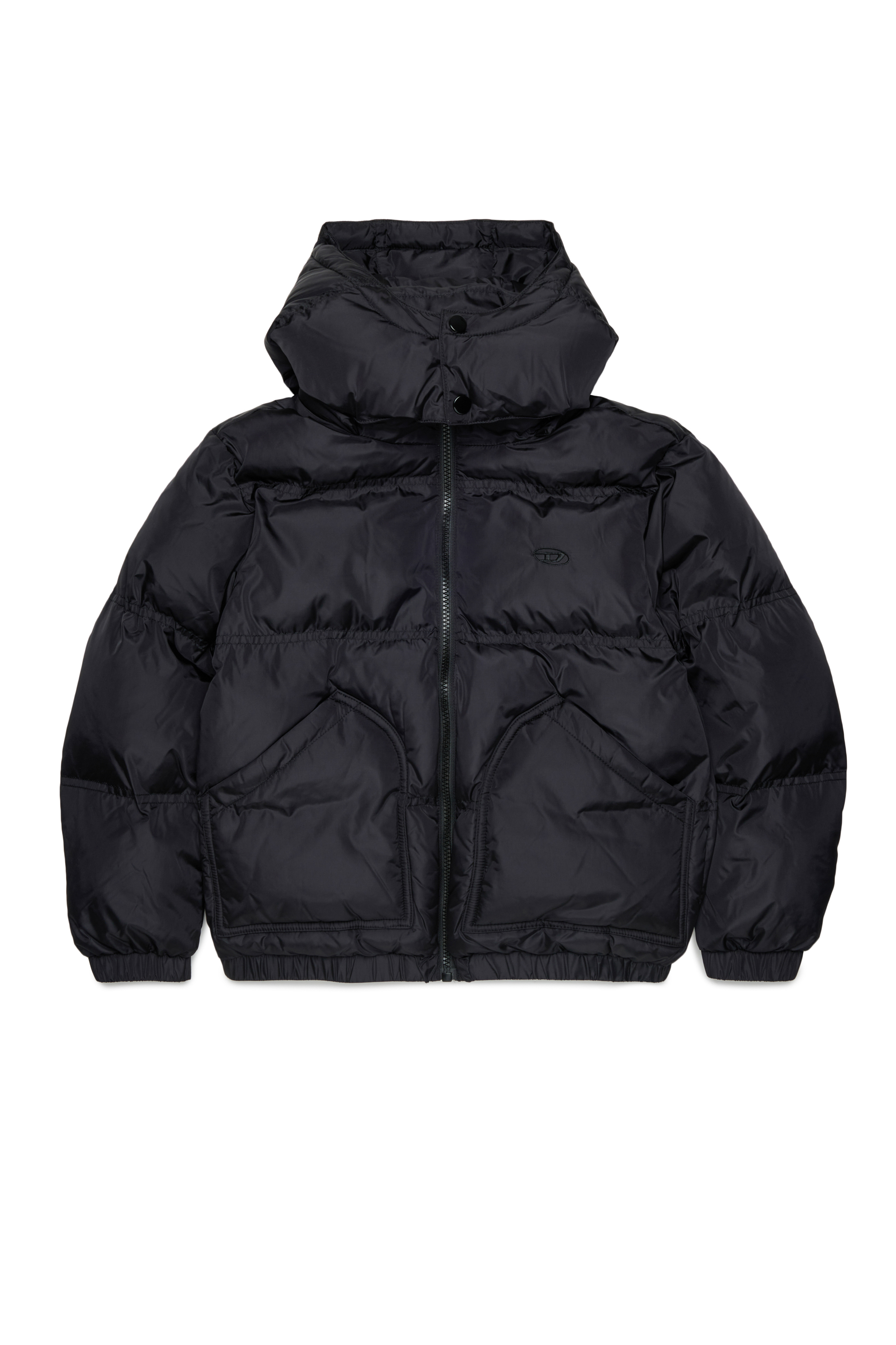 Diesel - JRIVON, Piumino con cappuccio e tasche oversize Unisex in Nero - 1