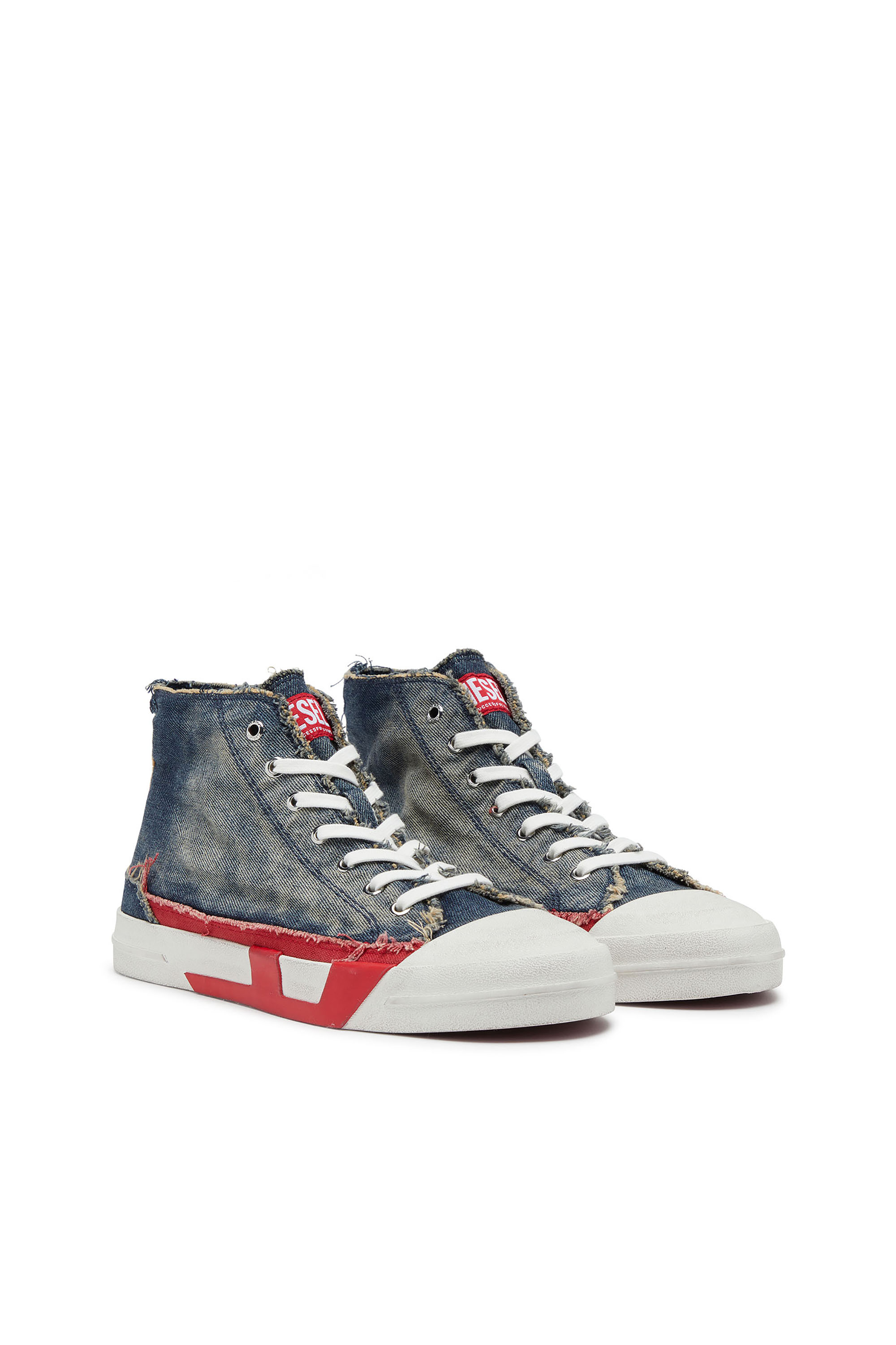 Diesel - S-D-VERSE MID II, S-D-Verse-Sneaker high-top in denim con logo D Uomo in Blu - 3