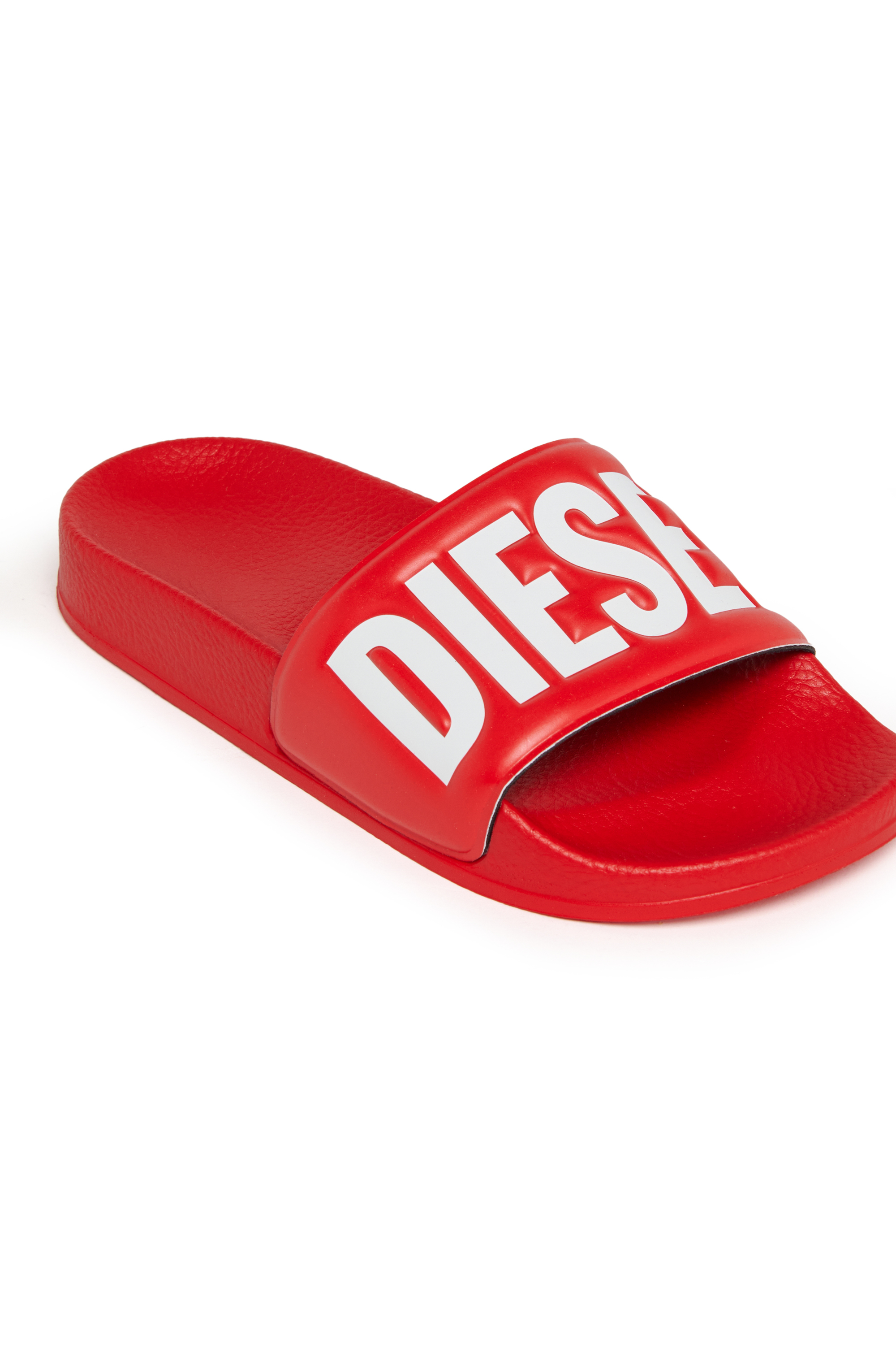 Diesel - SA-BWBISQOF, Sa-Bwbisqof-Slides con logo goffrato Unisex in Rosso - 4
