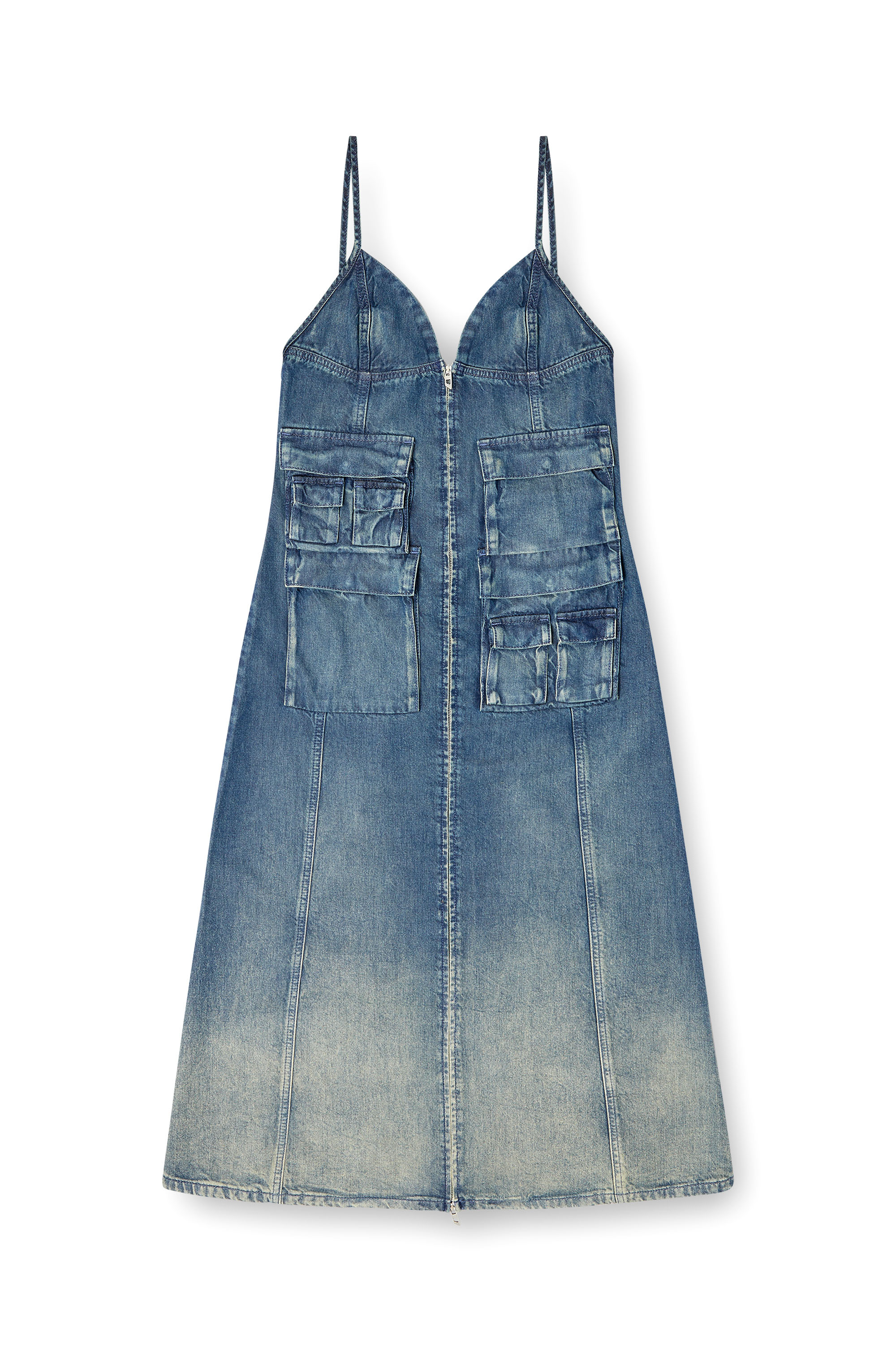 Diesel - DE-MELVI-S, Woman's Dress in fluid laser-worn denim in Medium blue - 3