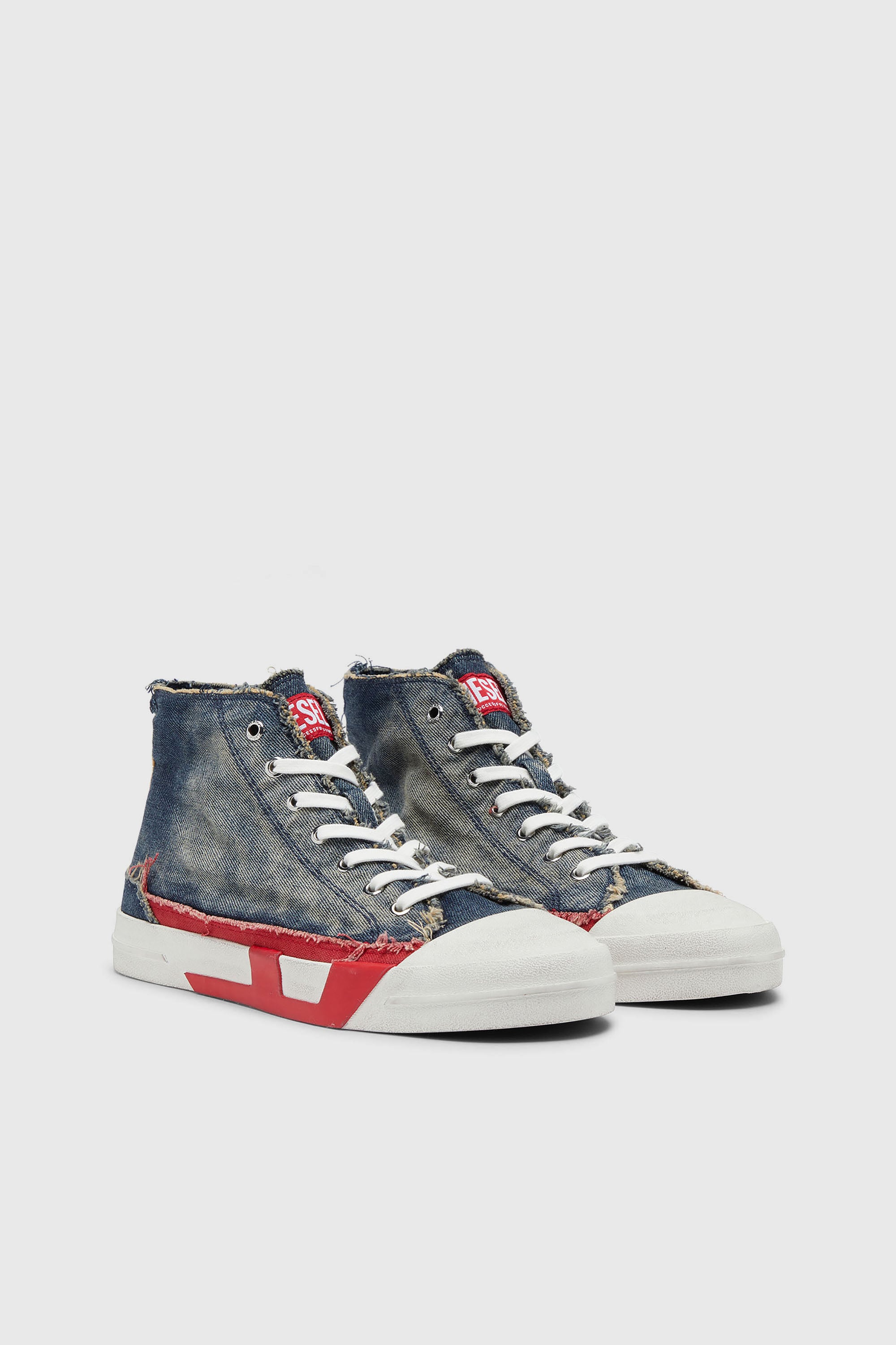 Diesel - S-D-VERSE MID II, S-D-Verse-Sneaker high-top in denim con logo D Uomo in Blu - 2