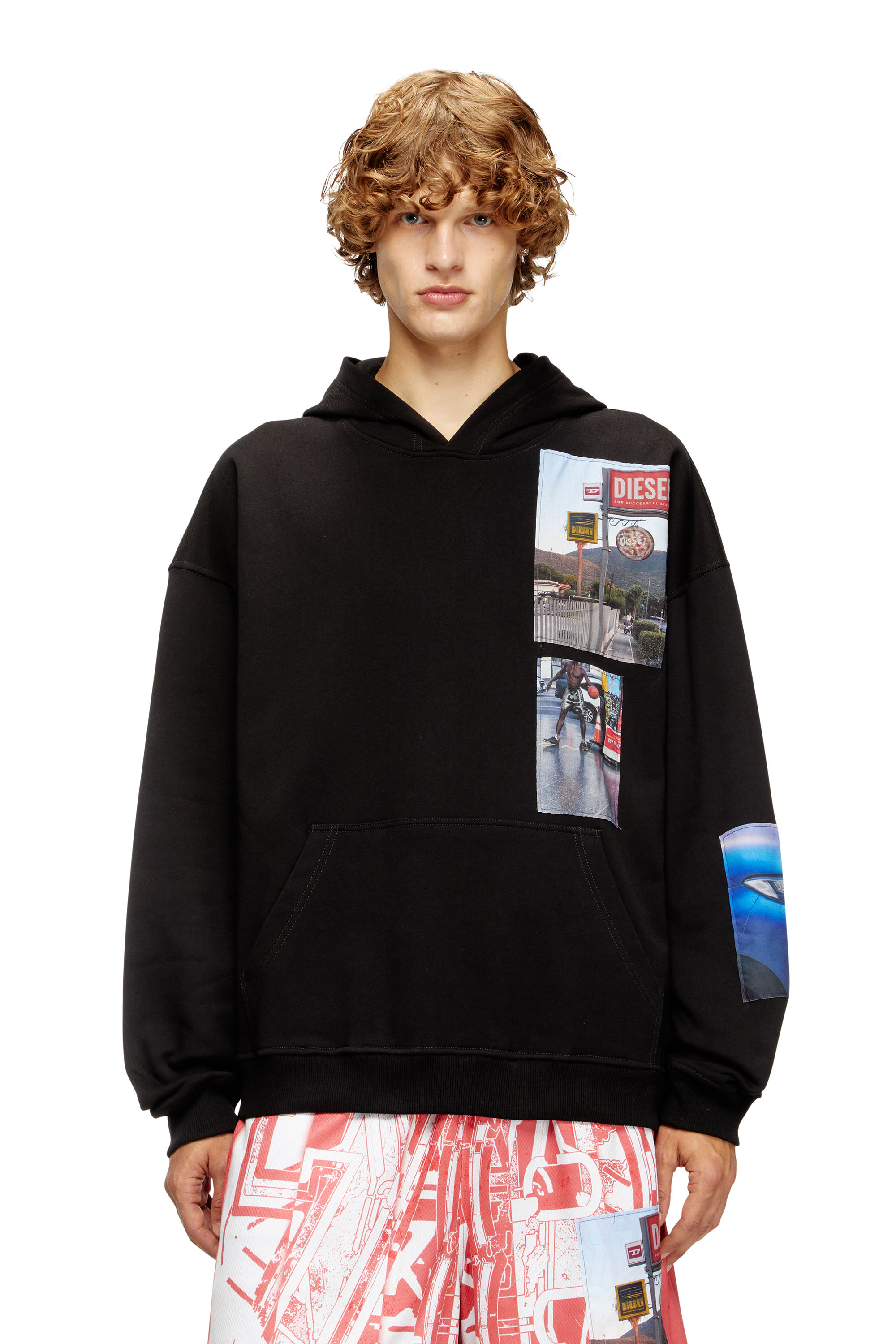 Diesel - S-BOXT-HOOD-T6, Hoodie con patch fotografiche con logo Uomo in Nero - 1