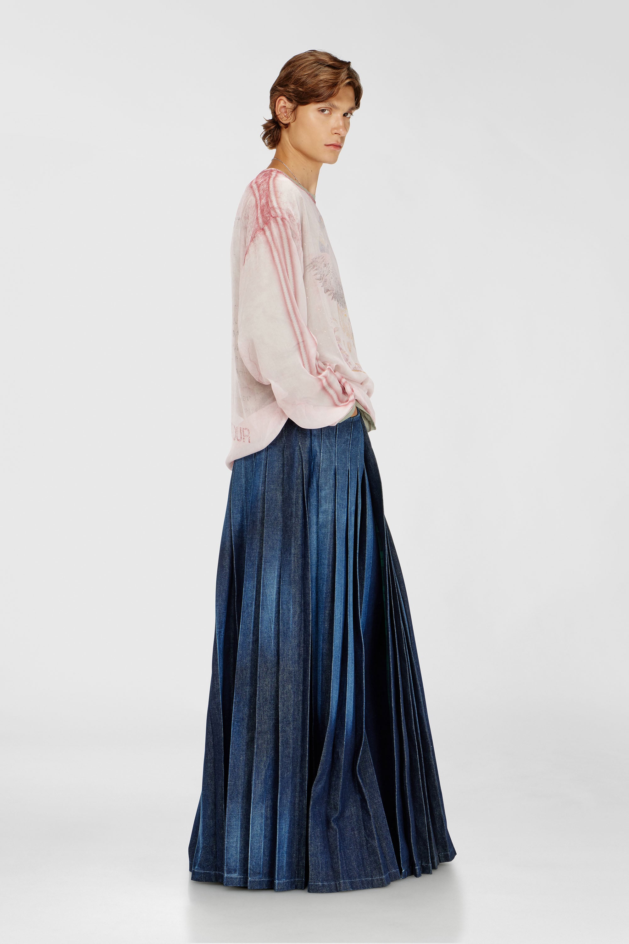 Diesel - D-QUILTY-FSJ1, Gonna lunga wrap in denim pliss&eacute; Unisex in ToBeDefined - 1