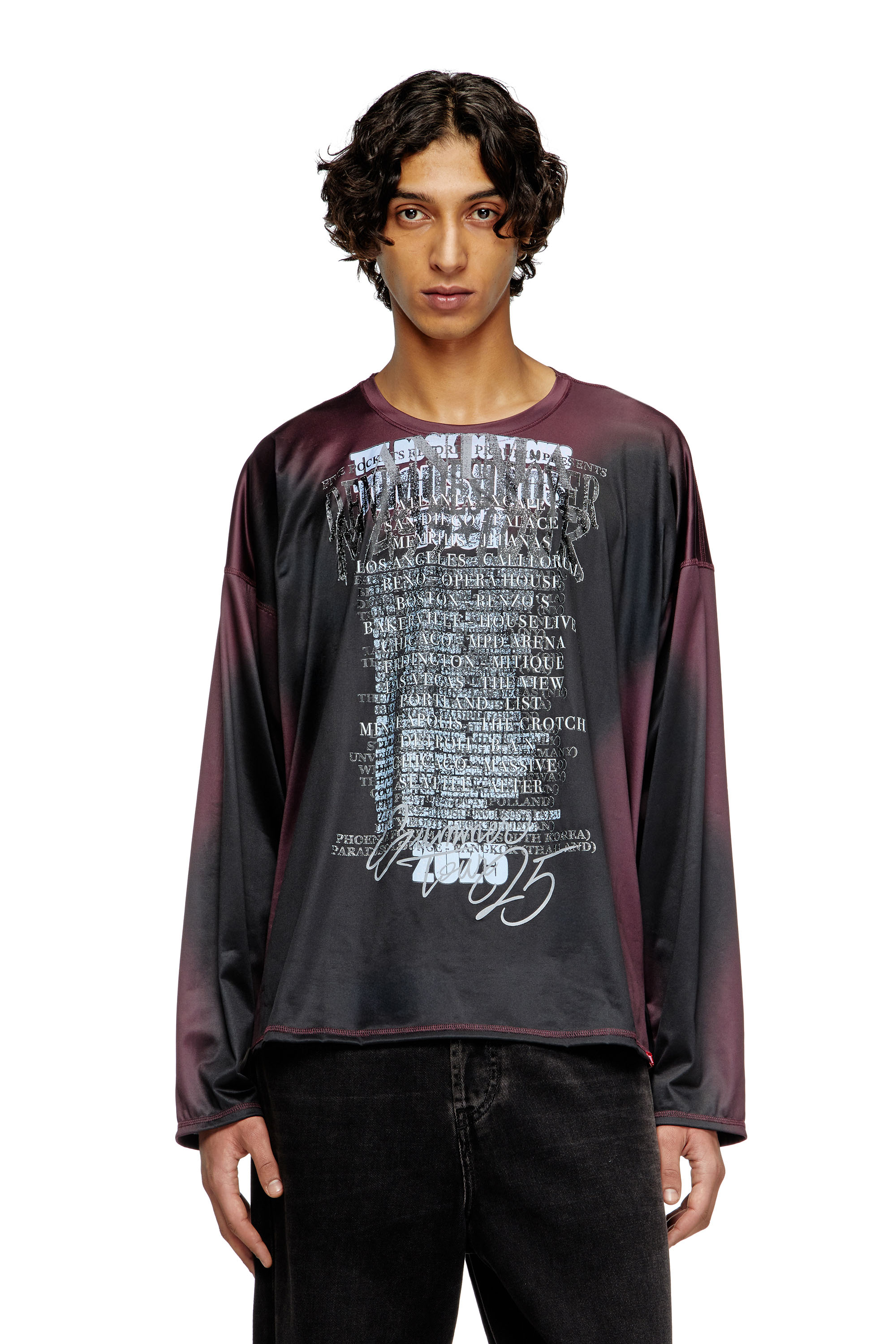 Diesel - T-OLAVI-AA, T-shirt a maniche lunghe in tech-jersey con stampa DJ Unisex in Multicolor - 3