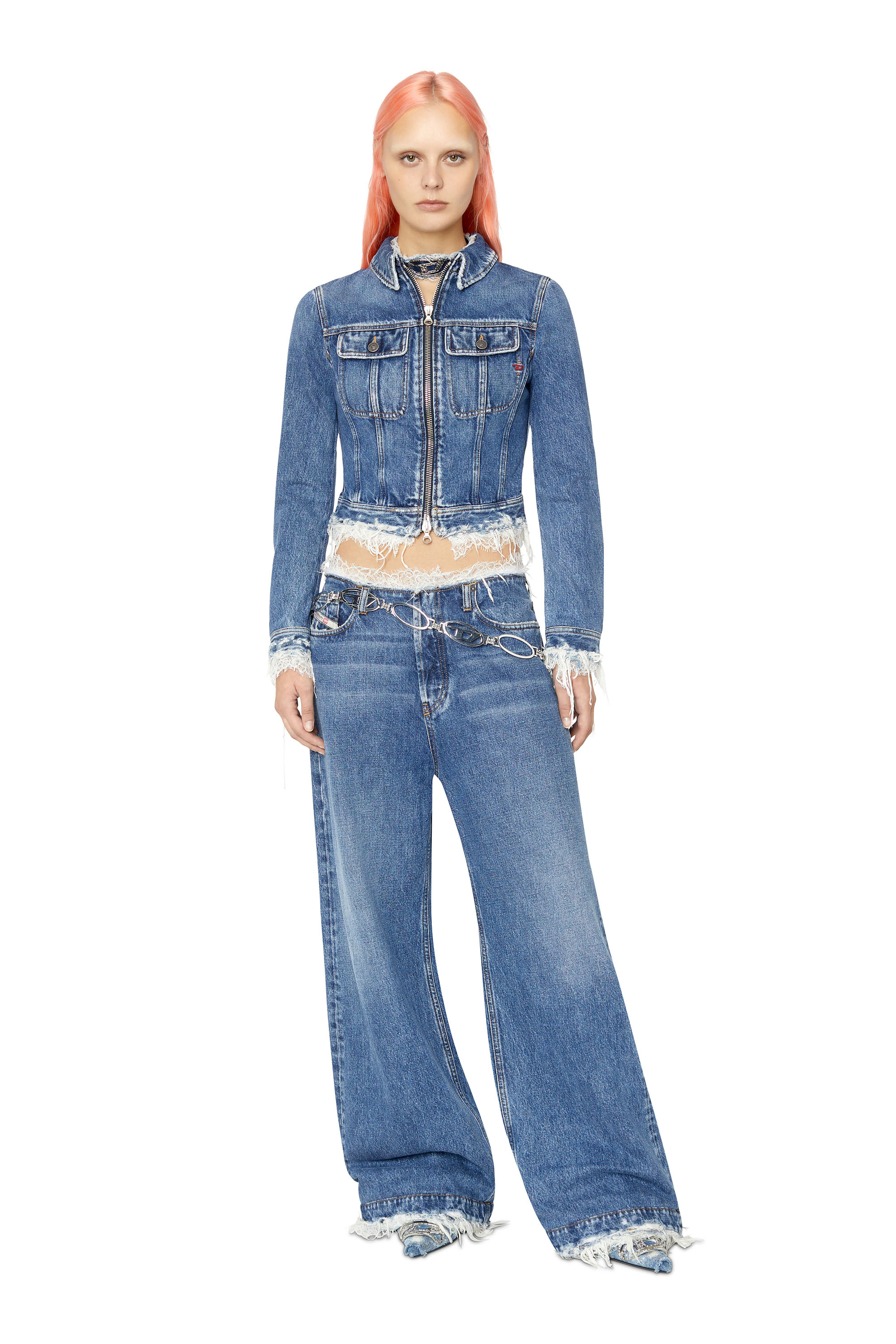 Pantaloni jeansDIESEL in Denim di colore Blu Donna Abbigliamento da Jeans da Jeans dritti 