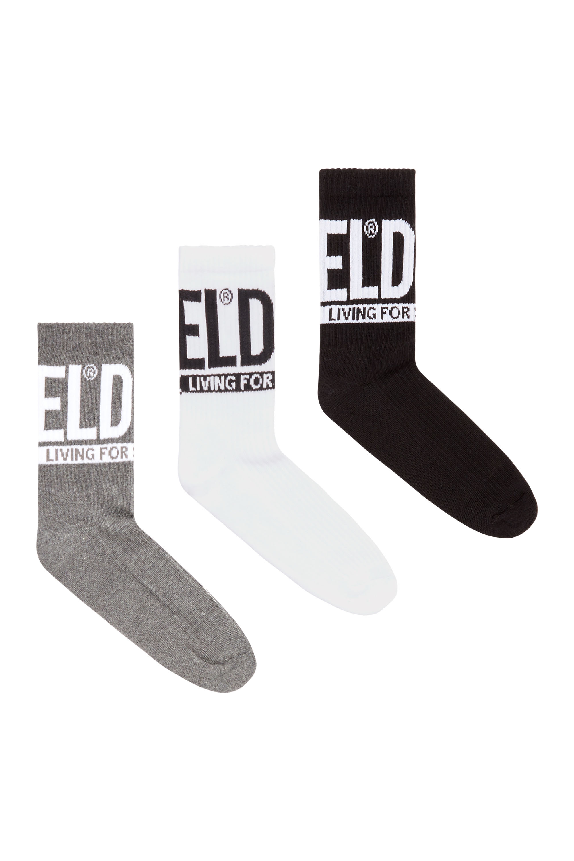Diesel - SKM-WRAPAROUND-MID-CUT-CUSHIONED-SOCKS, Set di tre calzini con logo Diesel Uomo in Multicolor - 1