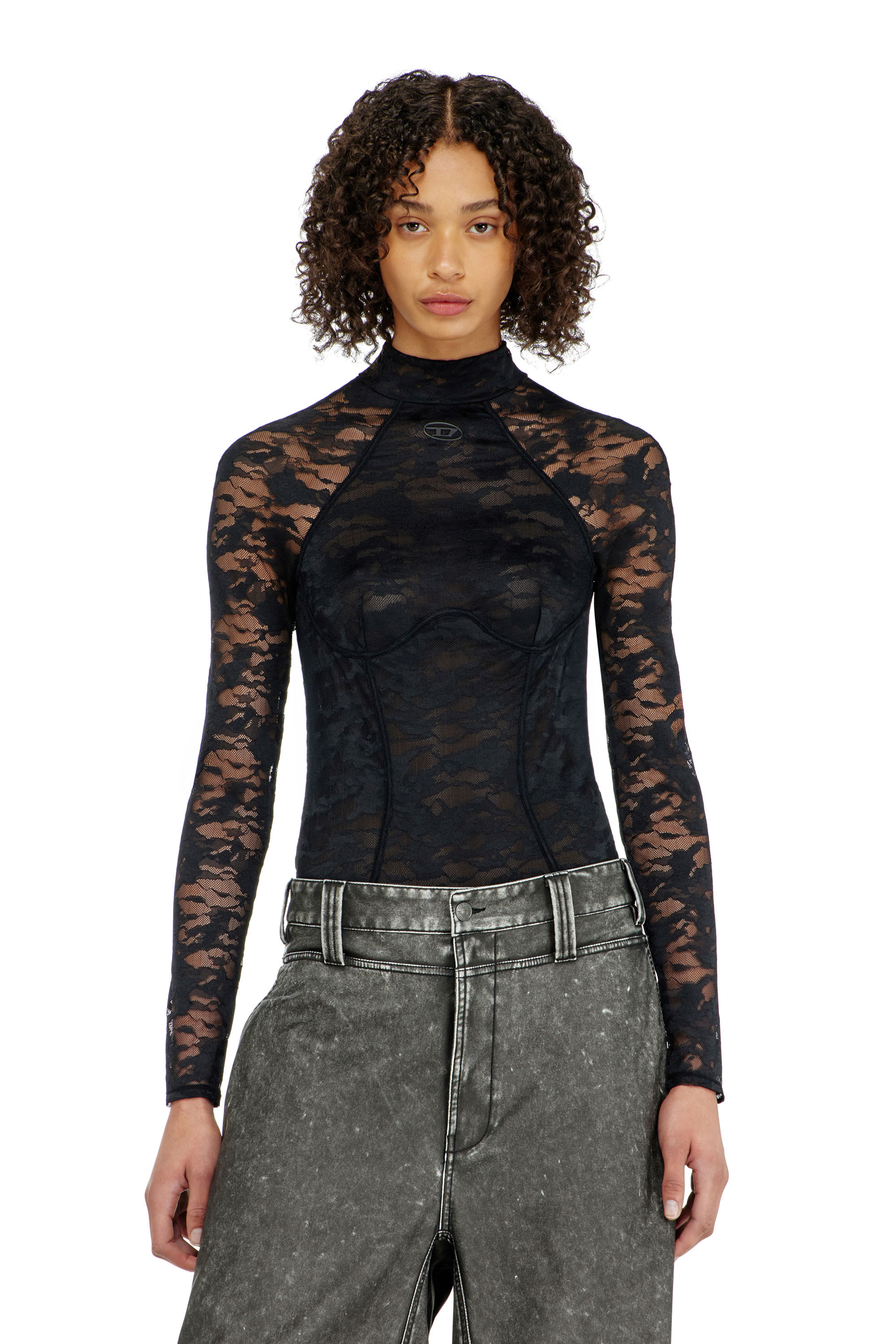 Diesel - VIVIAN-UTLT, Body in pizzo di nylon con schiena scoperta Donna in ToBeDefined - 1