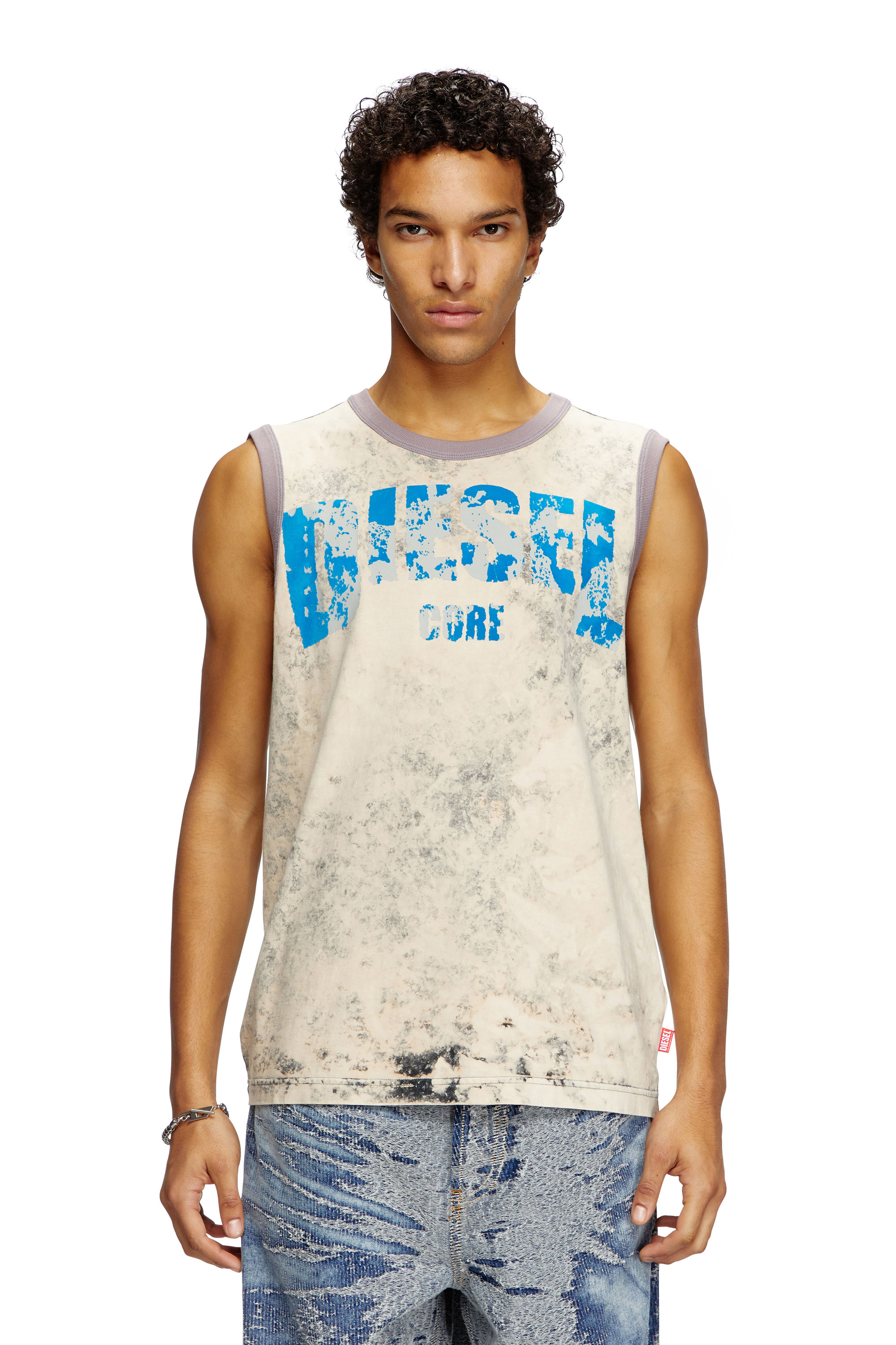 Diesel - T-BISCO-R1, Canotta con logo Diesel Core Uomo in Grigio - 1