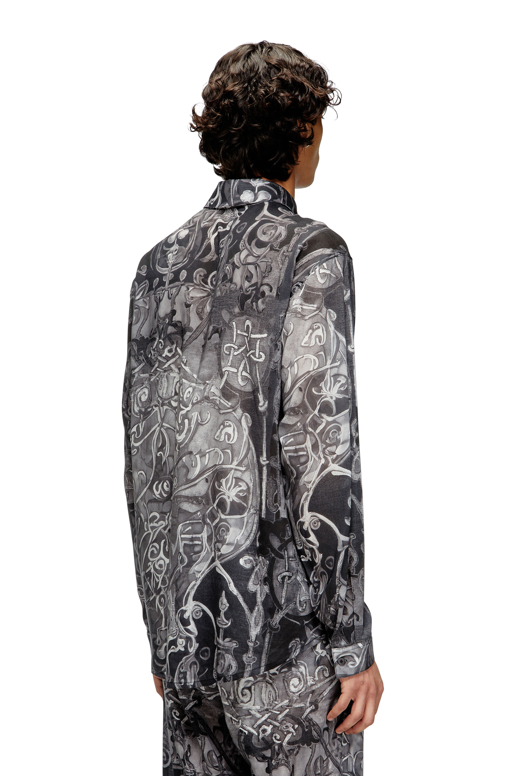 Diesel - S-SIMPLY-B-AJFW, Camicia TENCEL™ con stampa medievale Uomo in Nero - 4