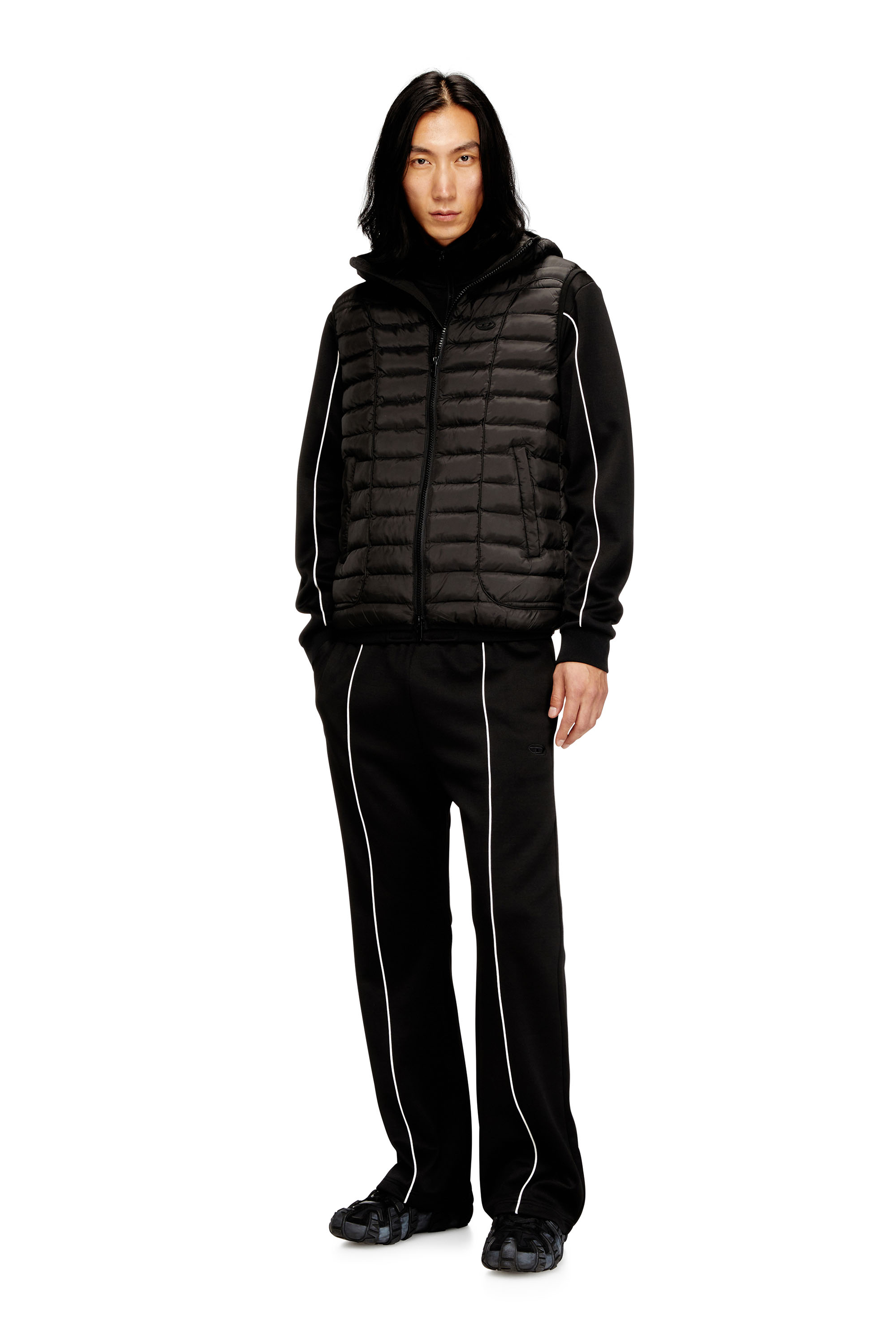 Diesel - W-TEMPLE, Gilet imbottito in nylon leggero Uomo in Nero - 1