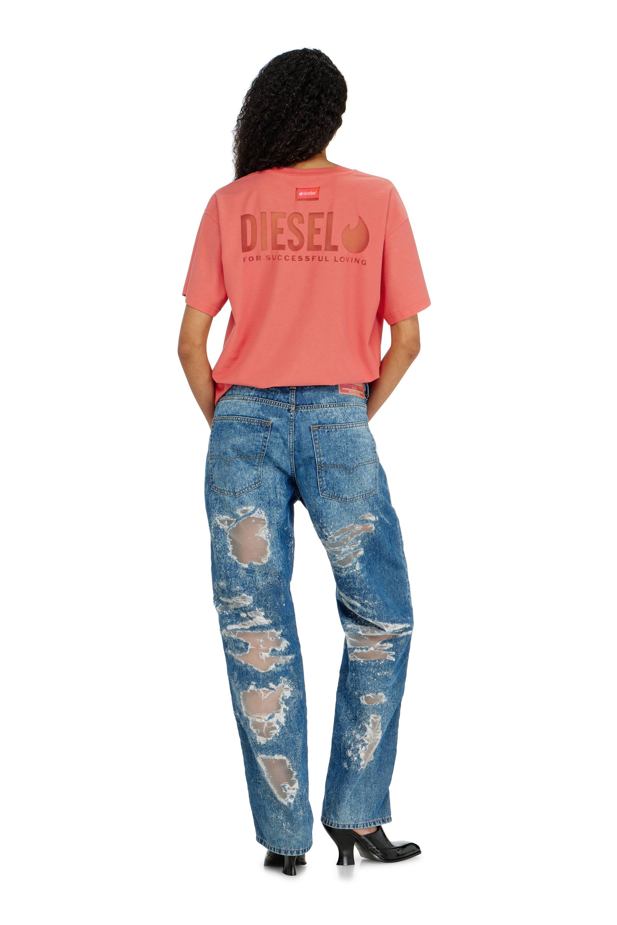 Diesel - PR-T-NORM-CHITIND-R, T-shirt con logo posteriore trasparente Unisex in Rosso - 4