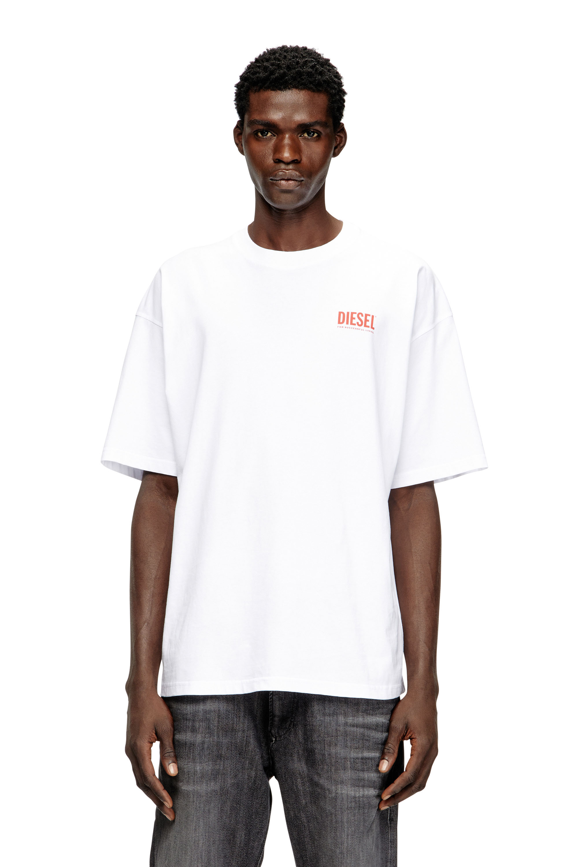 Diesel - T-BOXT-BISK, Cotton T-shirt with Diesel Biscotto print Uomo in Bianco - 1