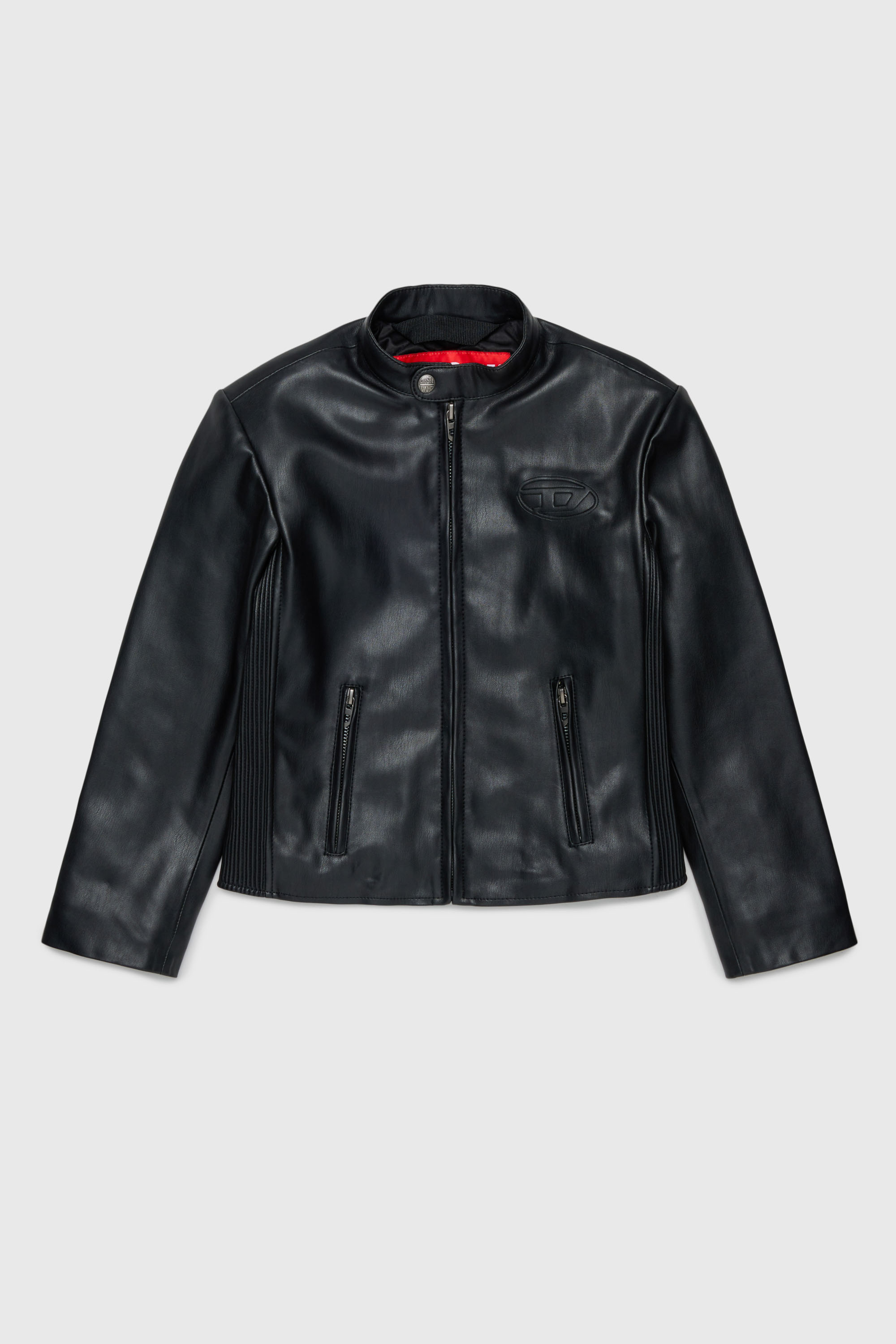 Diesel - JEMBY, Giacca biker con logo Oval D embossato Uomo in Nero - 1