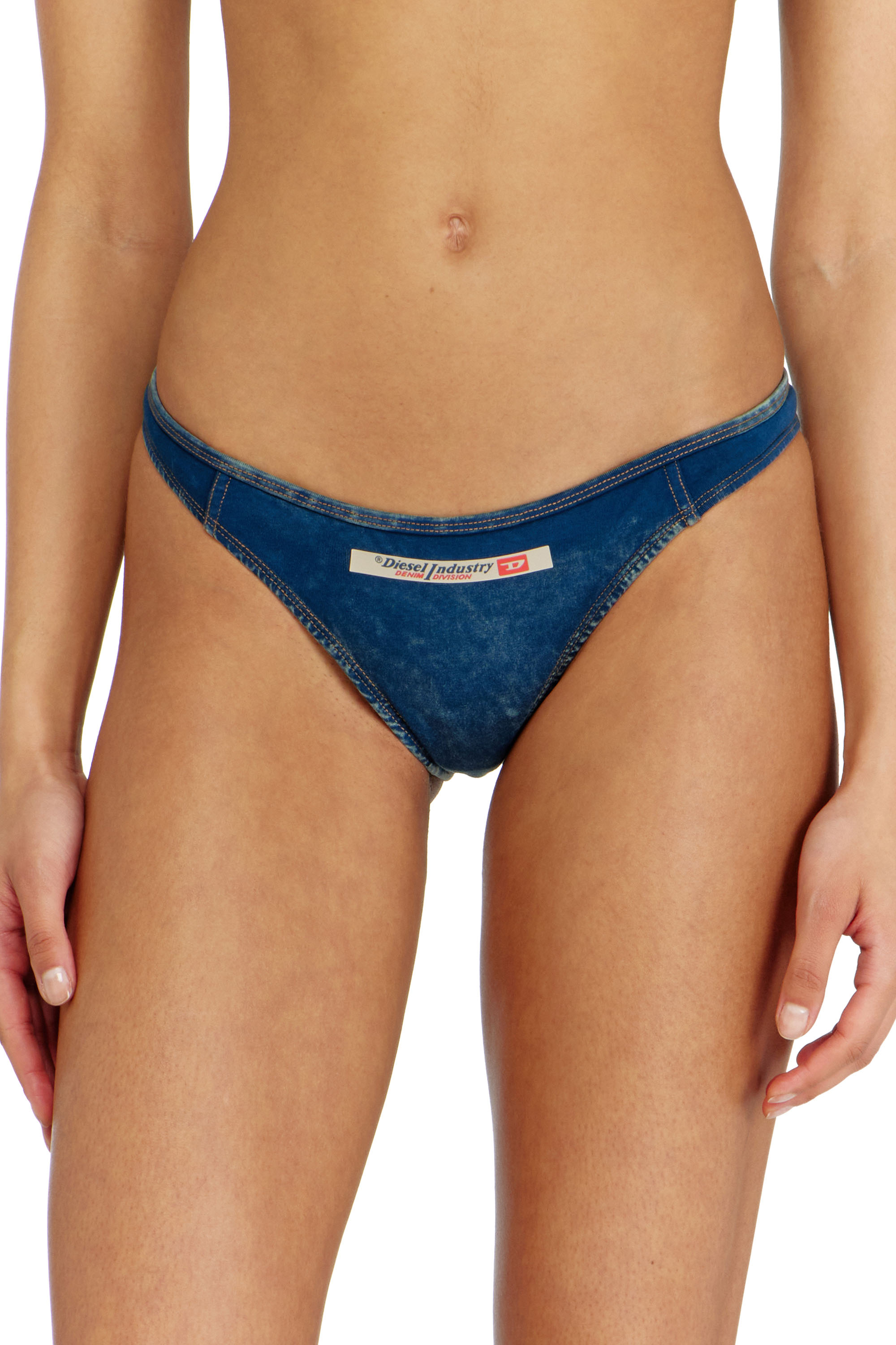 Diesel - AILEEN-DNM, Slip brasiliano in cotone effetto denim Donna in Blu - 2
