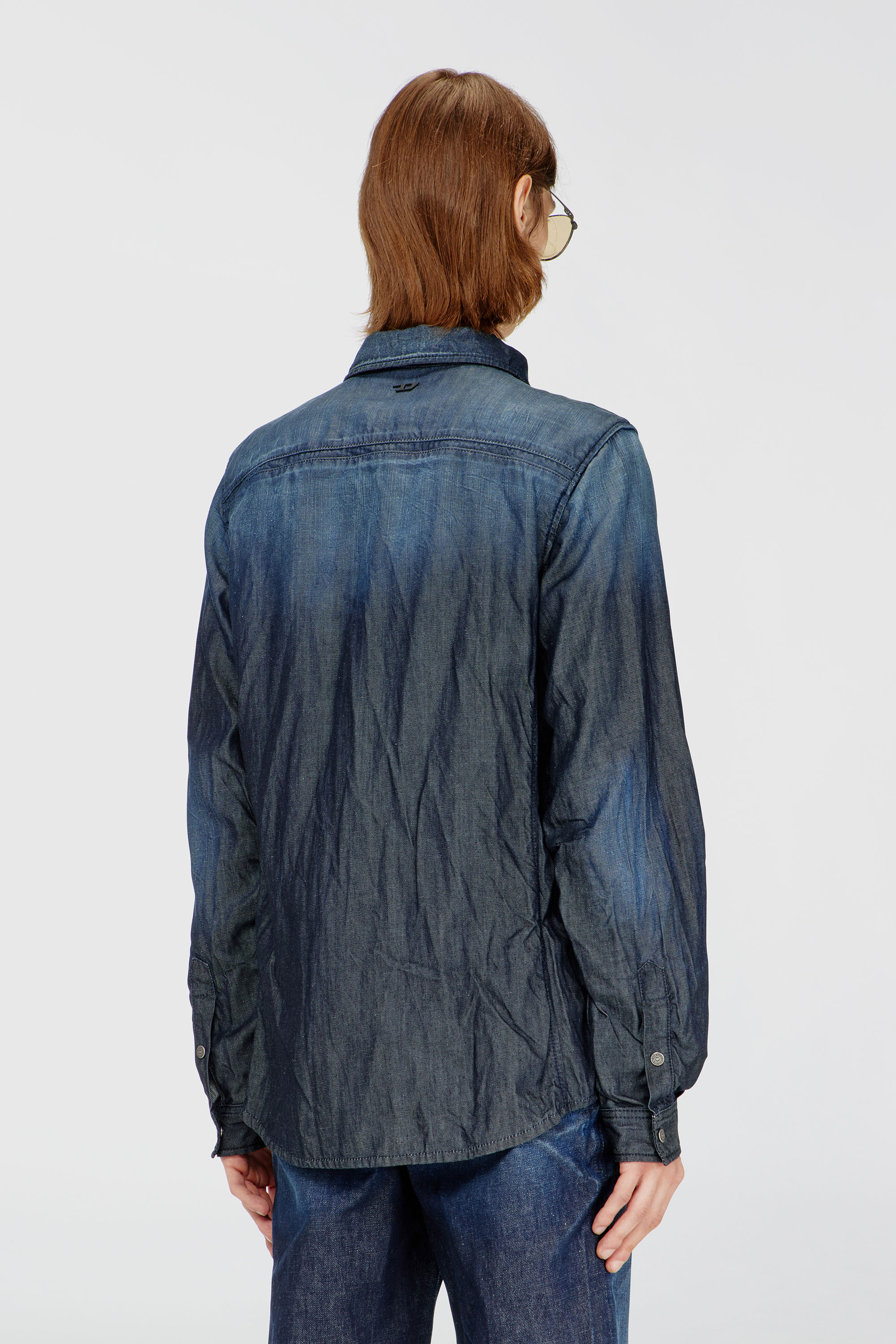Diesel - D-SYNAR-FSJ1, Camicia in denim stropicciato Uomo in Blu - 4