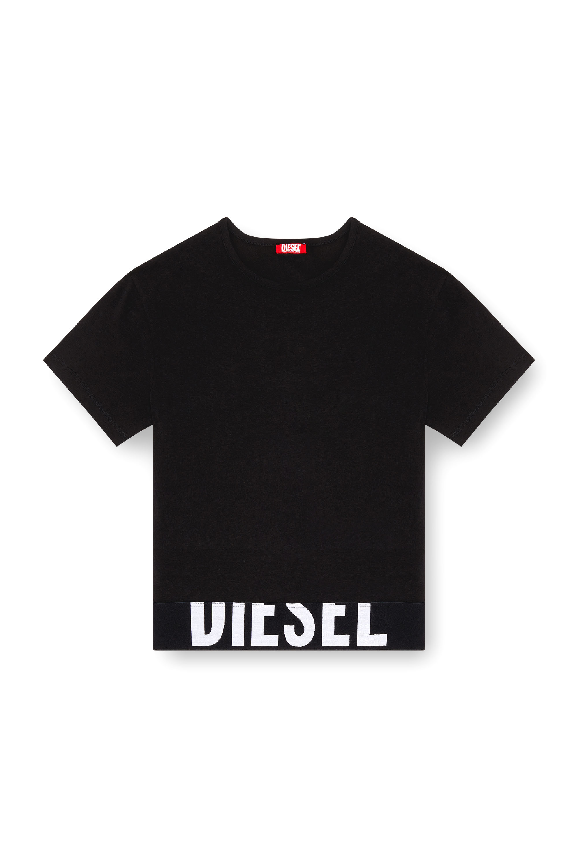 Diesel - UFTEE-SPORT-CROPPED-T-SHIRT, Crop top sportivo con fascia logo Donna in Nero - 4