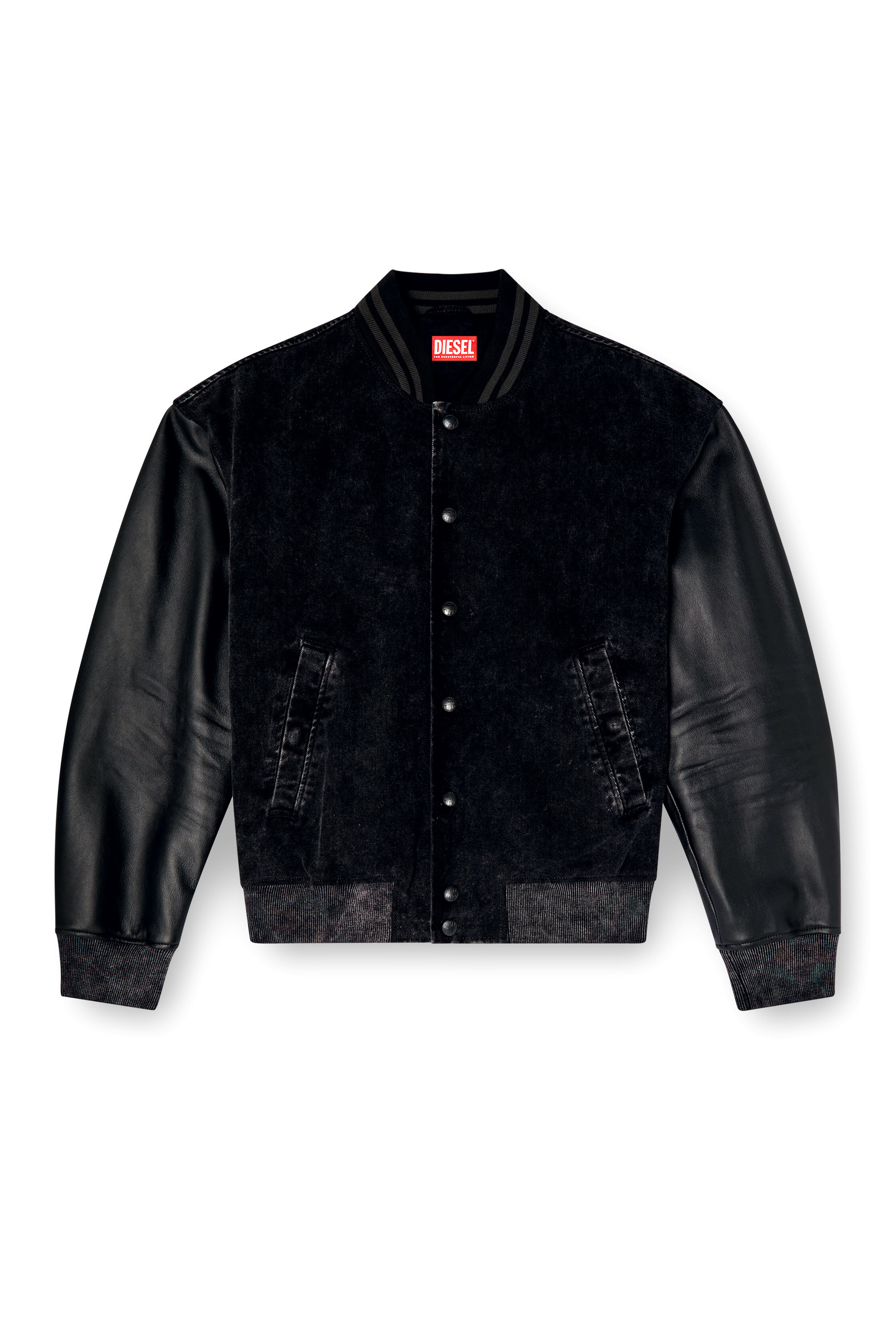 Diesel - L-NYN, Man's Denim and leather bomber jacket in Black - 5