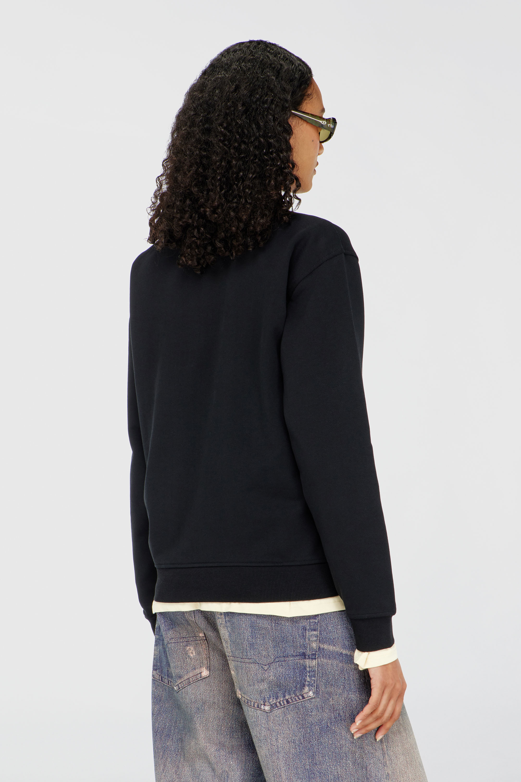 Diesel - F-NORMY-OD, Felpa in cotone con ricamo Oval D Donna in Nero - 4