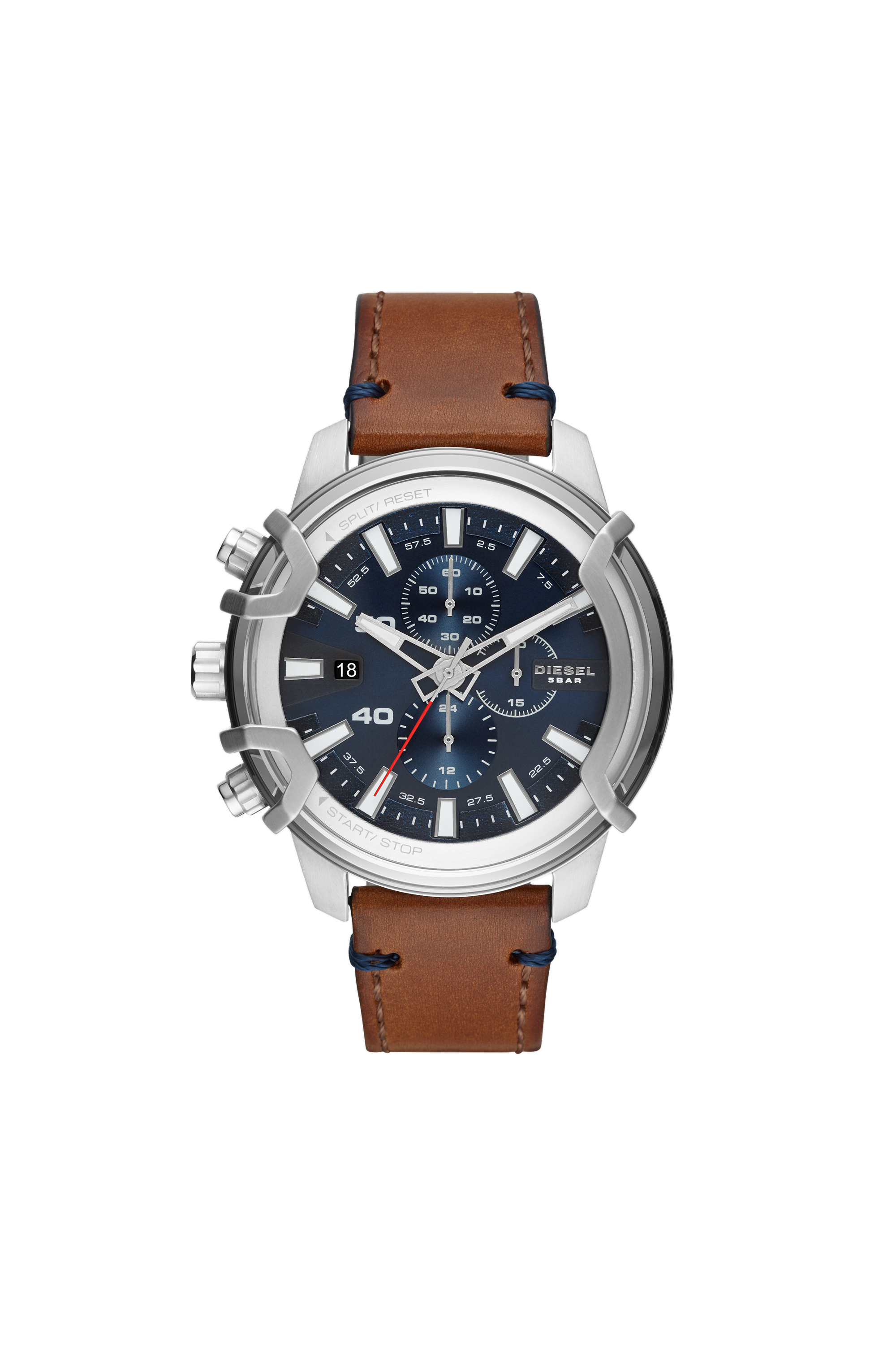 Diesel - DZ4518, Orologio cronografo Griffed con cinturino in pelle nera Uomo in Marrone - 1