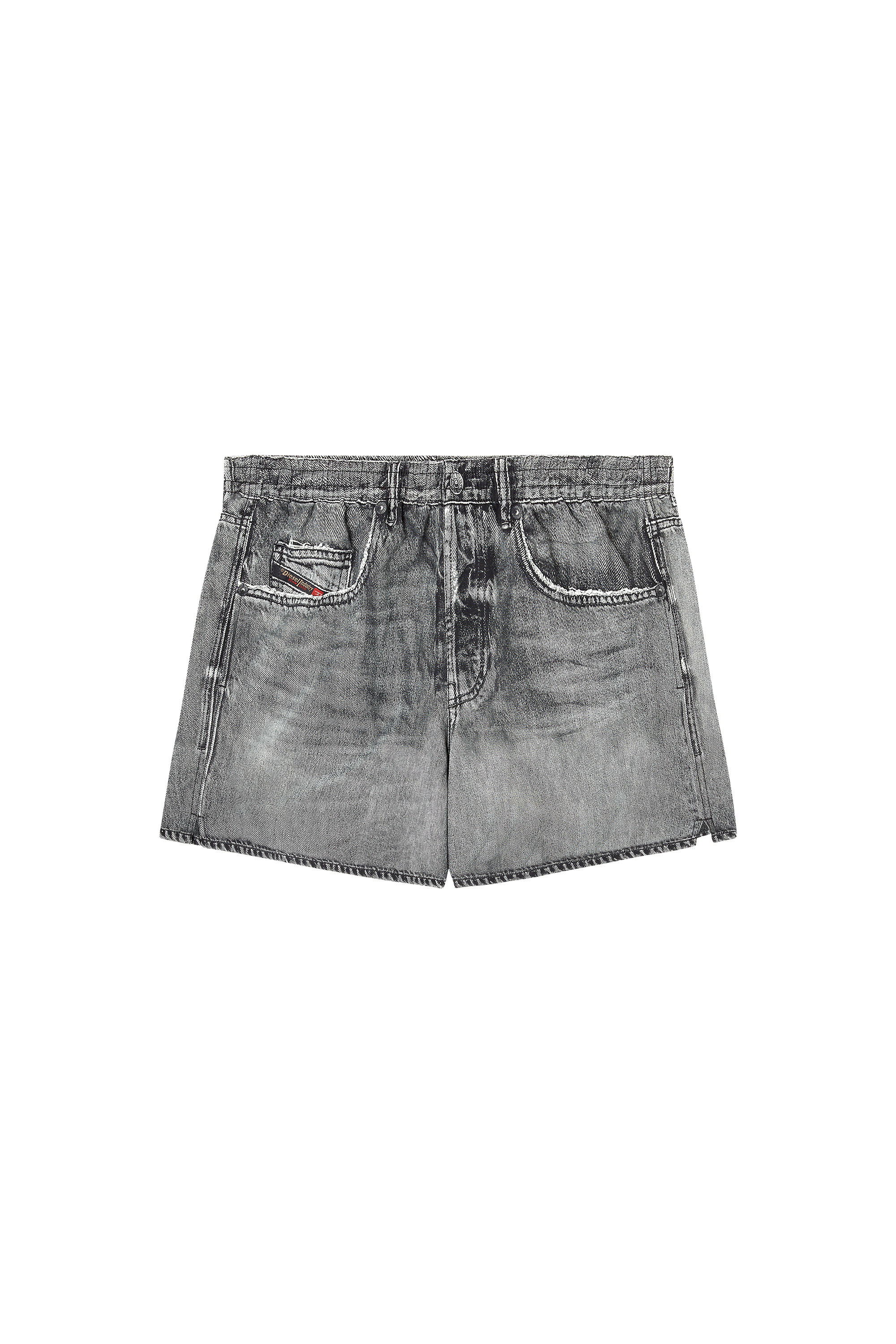 Diesel - SOCCER-41-DNM, Shorts da nuoto con stampa trompe-l'œil effetto denim Uomo in Grigio - 4