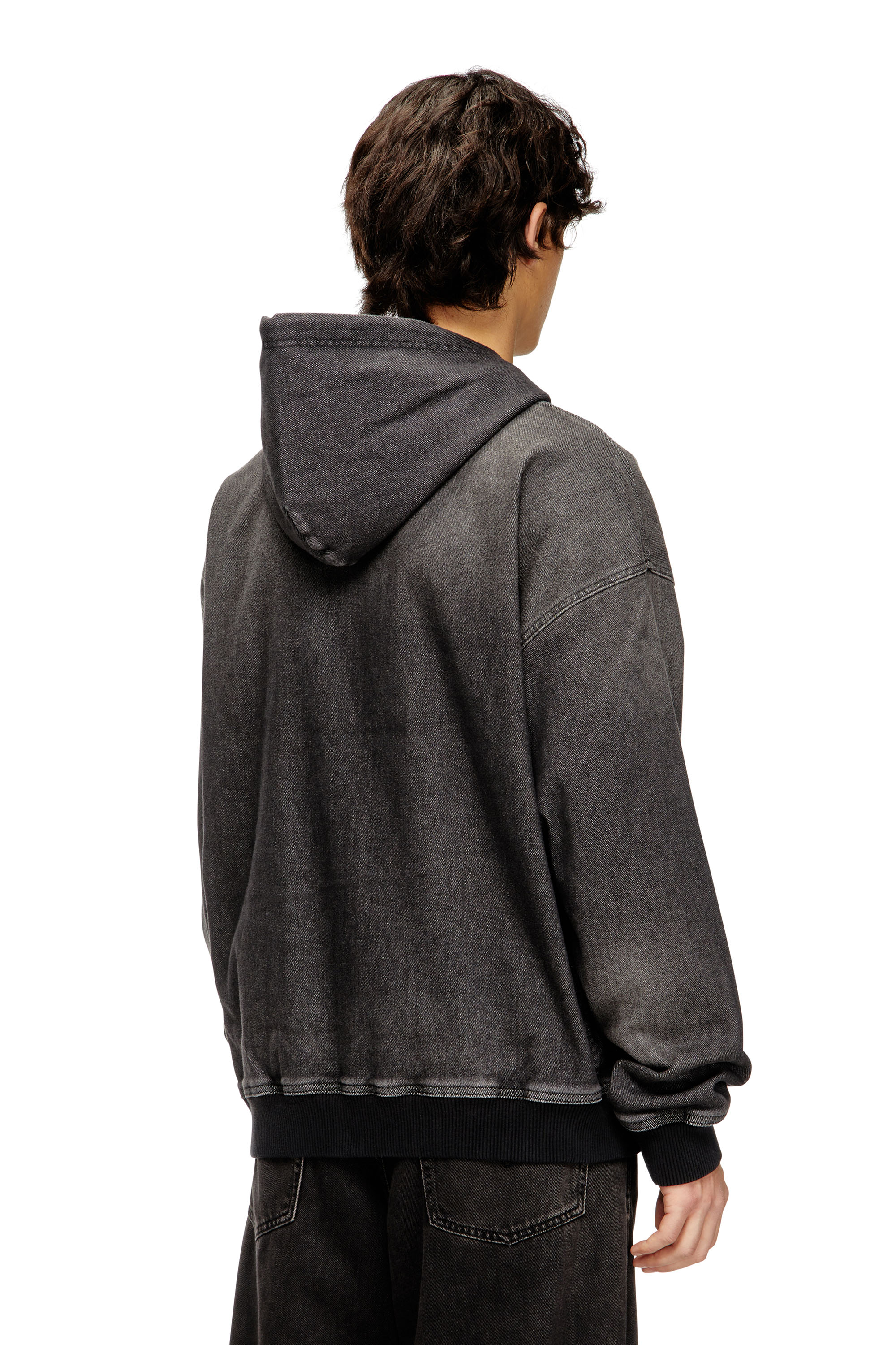 Diesel - D-GIRI-S TRACK, Hoodie con zip in Track Denim dirty Unisex in Nero - 4